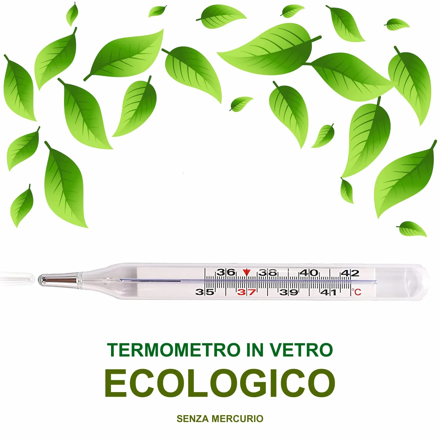 Termometro Febbre in Vetro Senza Mercurio, Alta Precisione, Impermeabile, Neonati, Bambini, Adulti