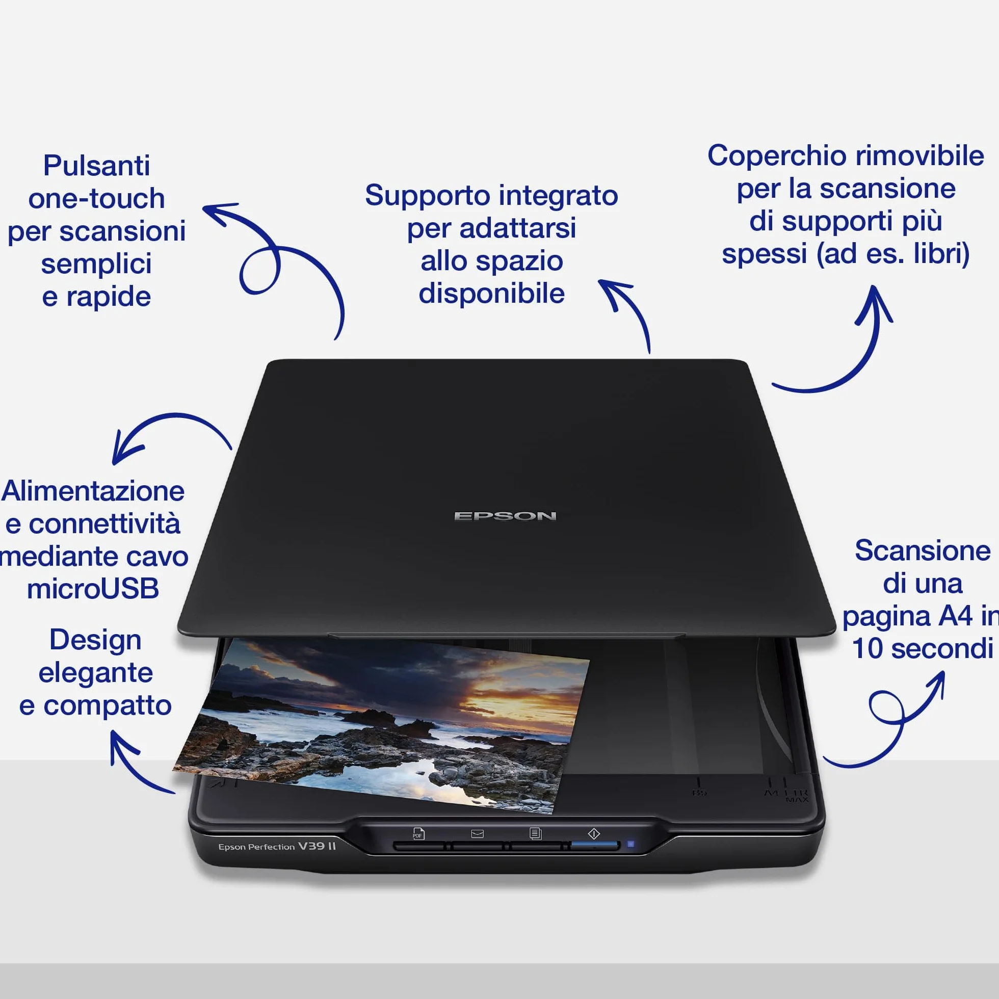 Epson Perfection V39II Scanner 4800 dpi ReadyScan LED Nero