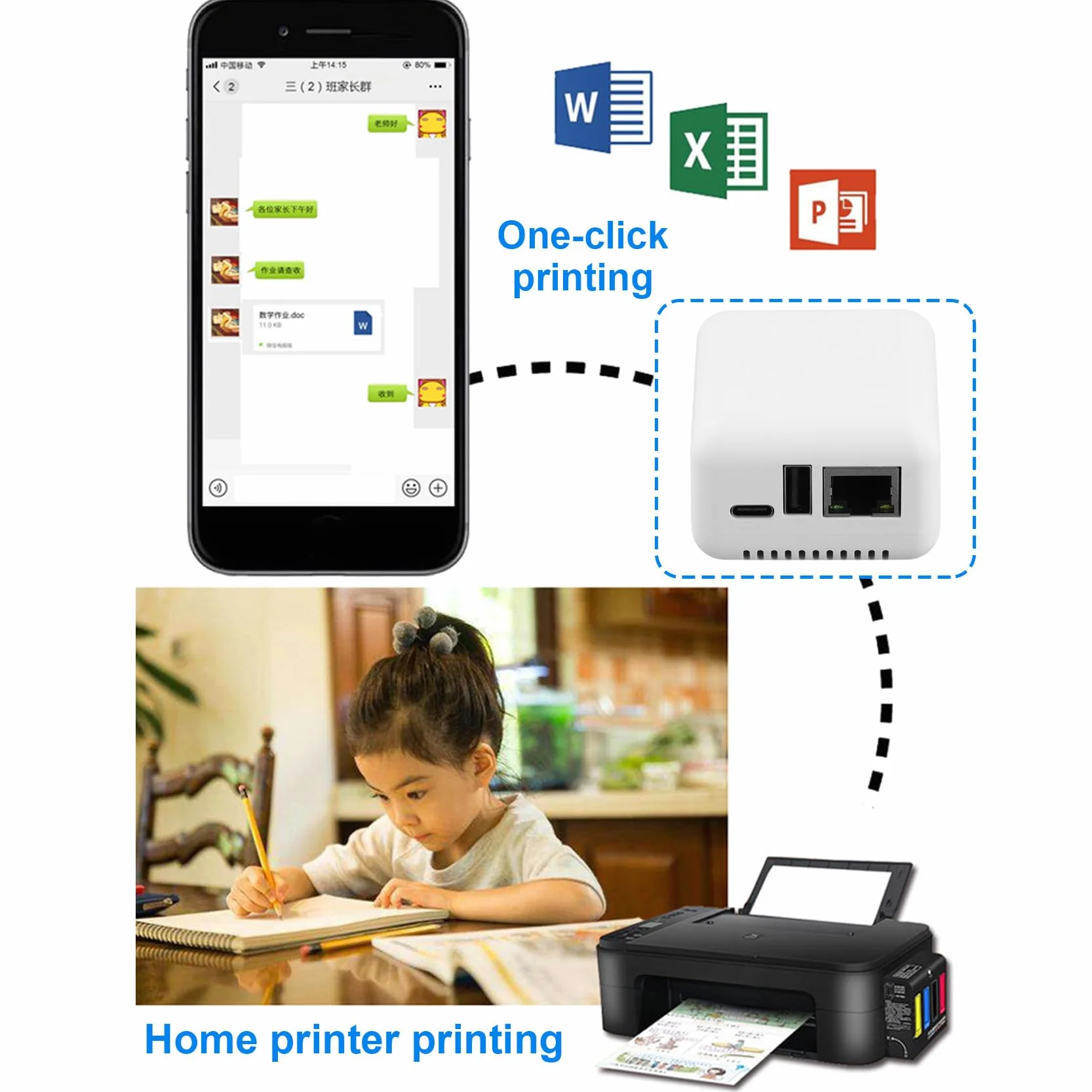 P330 Mini Print Server Connessione Via USB 2.0 Stampa Facile, Mini NP330 Cloud Printing Print Server