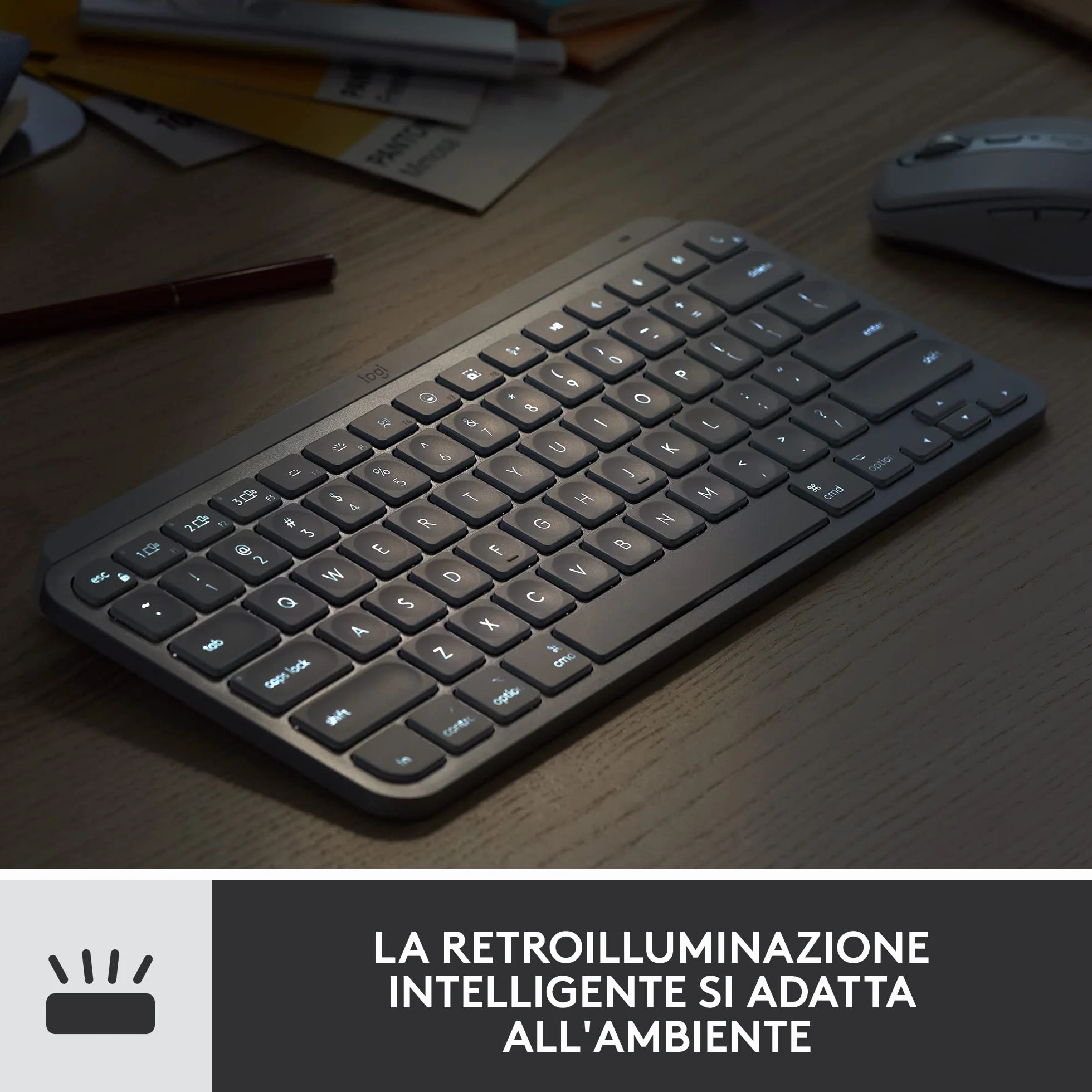 Logitech MX Keys Mini Combo for Business, compatto, tastiera e mouse senza fili, tecnologia Logi Bolt, Bluetooth, certificato Windows/Mac/Chrome/Linux - Grigio