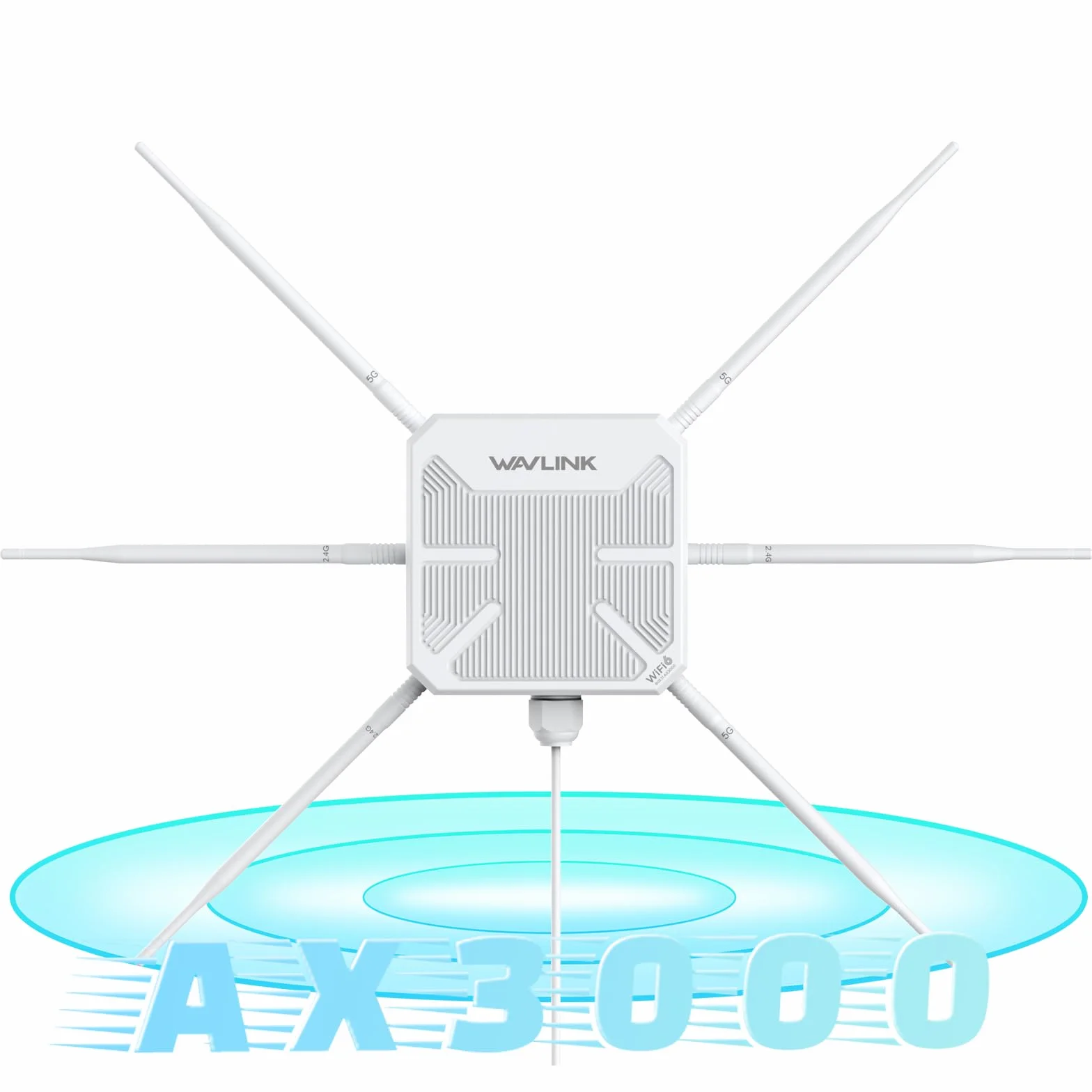 Ripetitore WiFi Esterno Potente Wavlink AX3000 WiFi 6 – Antenna 360°, Lungo Raggio, Mesh, PoE, IP67 – Ideale per Giardini, Grandi Spazi e Aree Esterne Lontane