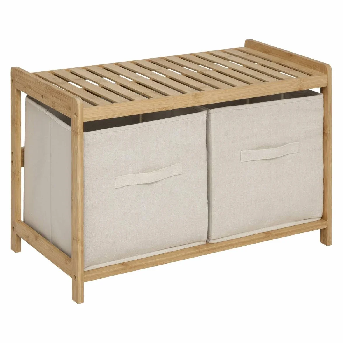 5 five simply smart 5five - panca portaoggetti tidy box con 2 cestini in bambù marrone 66,8x35cm