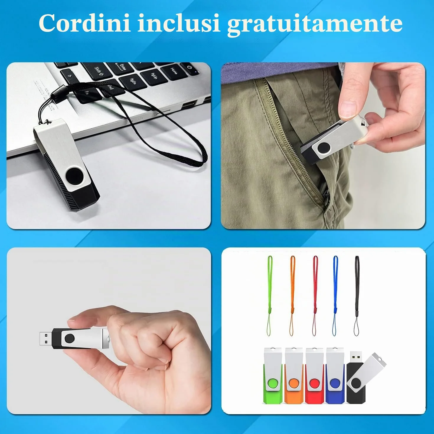 Chiavetta USB 2.0 8GB 10 Pezzi Pen Drive Flash Memoria Archiviazione Backup Colori Misti
