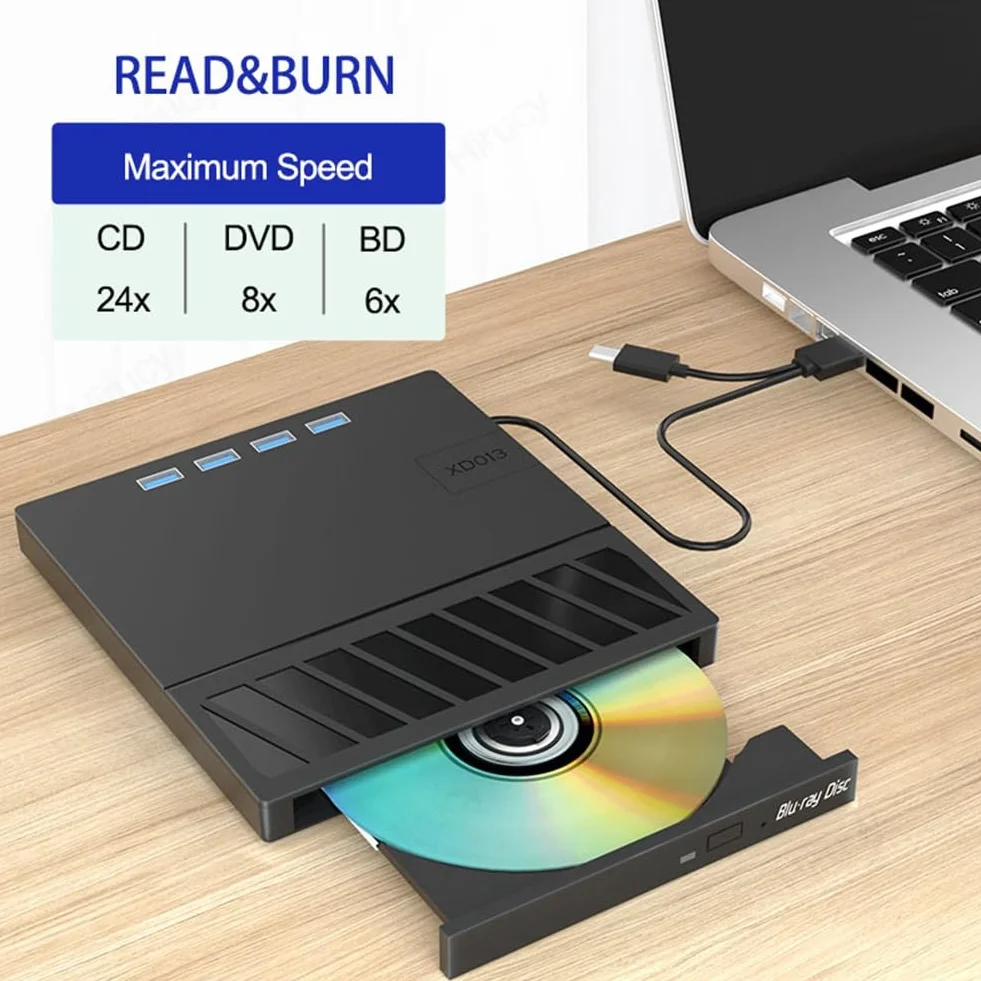 USB 3.0 Tipo C moltiplicazione esterno Blu-Ray Unità ottica CD/DVD/BD -/+RW Player Burner Writer Reader per PC portatile