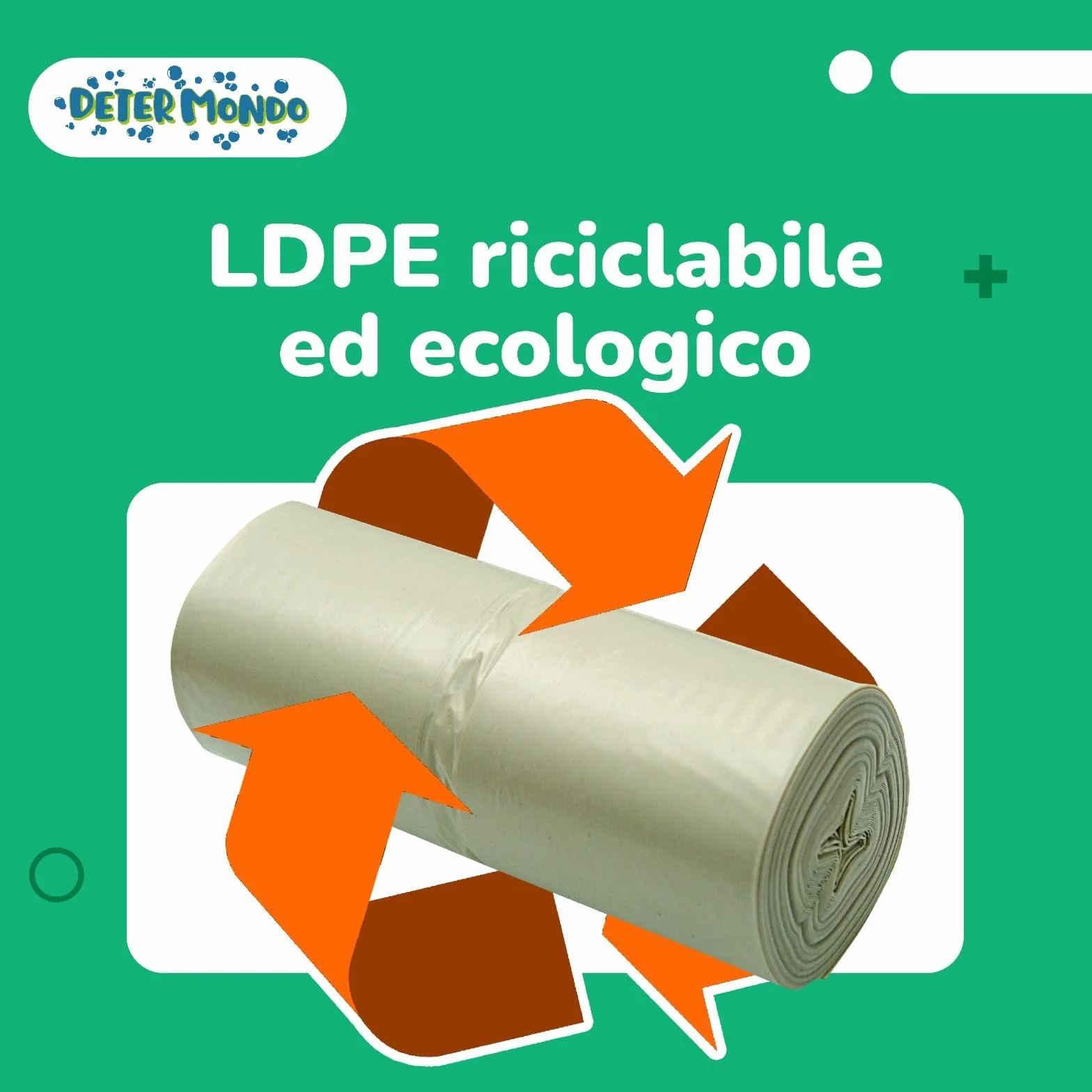 DETERMONDO 40 Sacchi Spazzatura 90x120 cm 120L Resistenti Materiale Riciclabile 4 Rotoli da 10 Pezzi Ambra