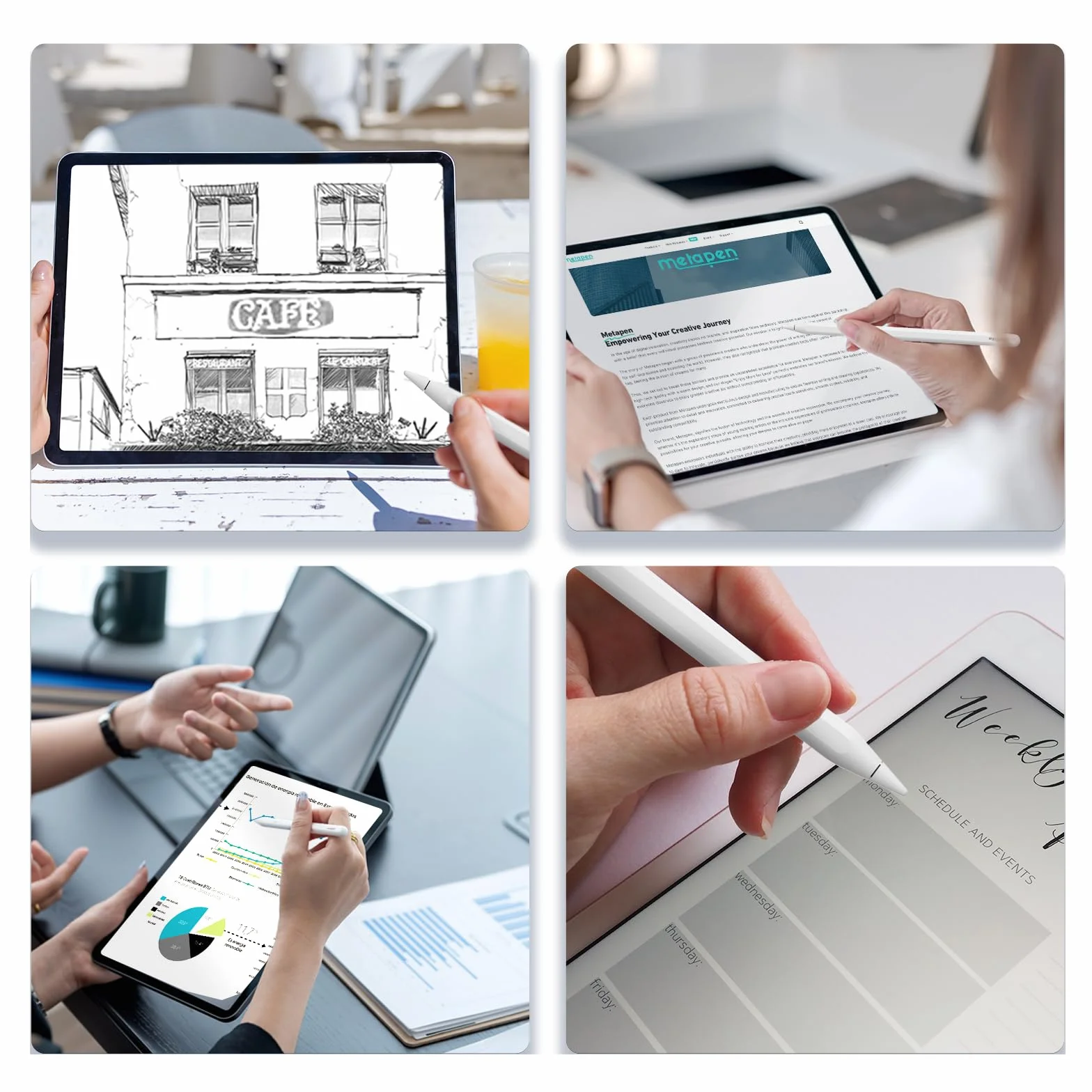 Metapen A14 Penna per iPad Solo Compatibile con Apple iPad Pro 12.9"6/5/4/3,11"4/3/2/1,Air 4,Mini 6,Penna con Ricarica Wireless Rifiuto del Palmo