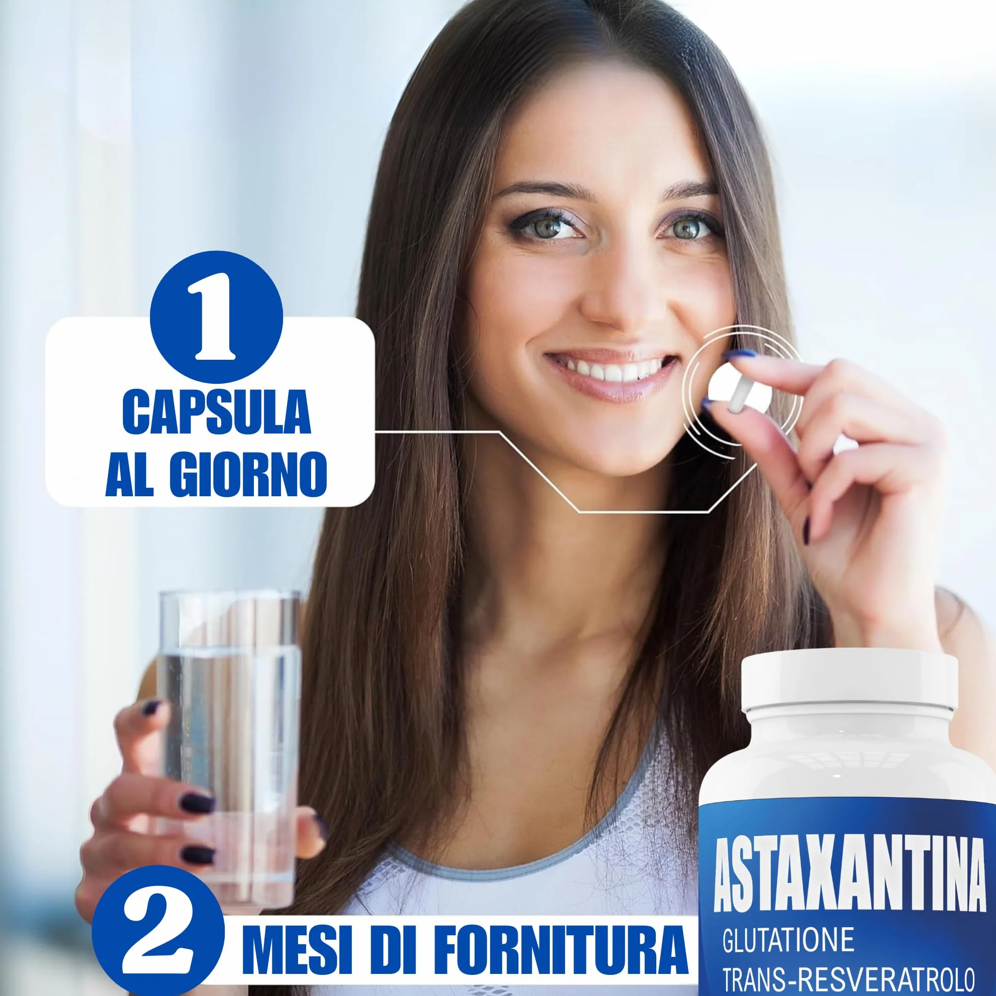 Astaxantina 8 mg Integratore con Resveratrolo e Glutatione Capsule 60