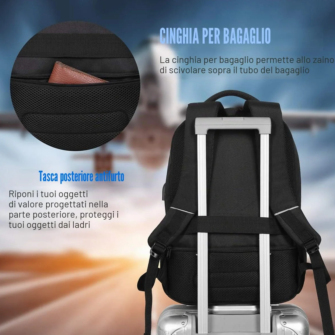 Zaino per scuola e laptop, per ragazzi, ragazze, adolescenti, uomini e donne, da giorno e per lavoro, zaino con USB