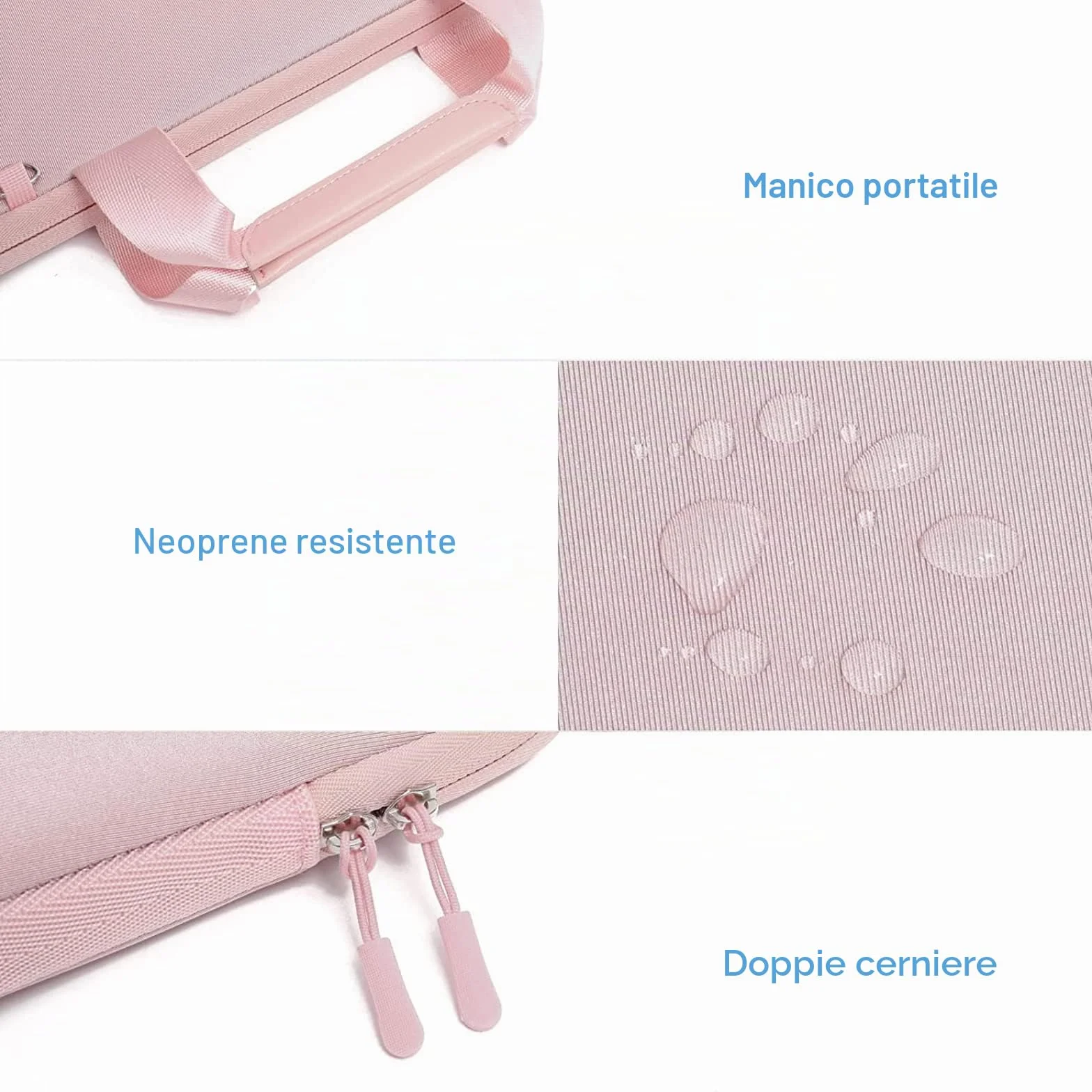 MOSISO 13.3 Pollici Custodia Borsa, 13-13.3 Pollici Porta PC Laptop Compatibile con MacBook Air/Pro 13 / Pro 14, HP Dell ASUS, Borsa Computer Neoprene Maniglia&Borse Piccola Staccabile, Rosa