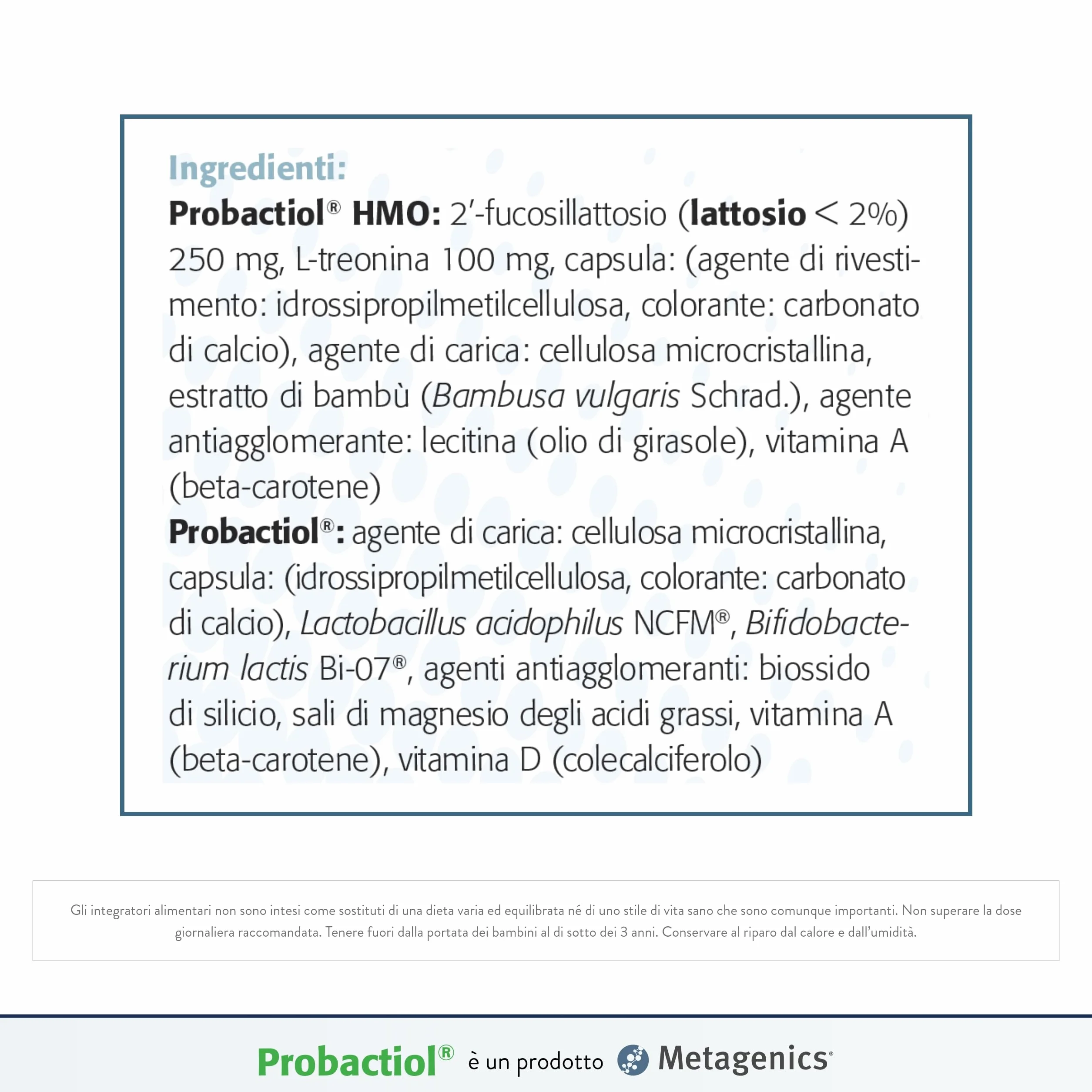 Metagenics Probactiol HMO Combi 60 Capsule Equilibrio Flora Intestinale
