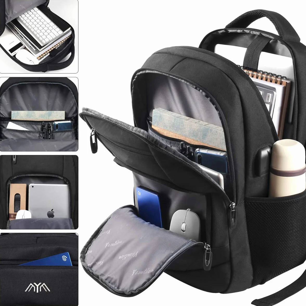 Zaino per scuola e laptop, per ragazzi, ragazze, adolescenti, uomini e donne, da giorno e per lavoro, zaino con USB