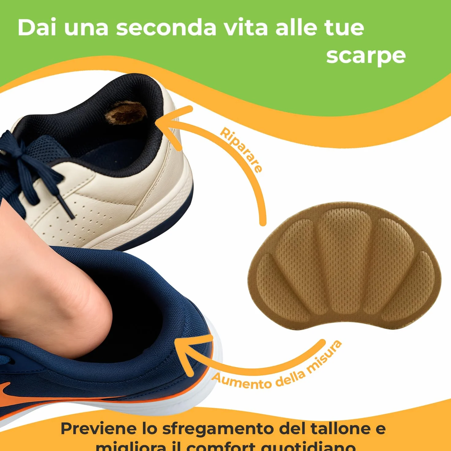Cuscinetti Tallone Tipo Conchiglia Nero 6 Paia Schiuma Memory 3D Antiscivolo Antisfregamento Riutilizzabili Confortevoli per Scarpe Grandi Uomo Donna Protezione Stabilità