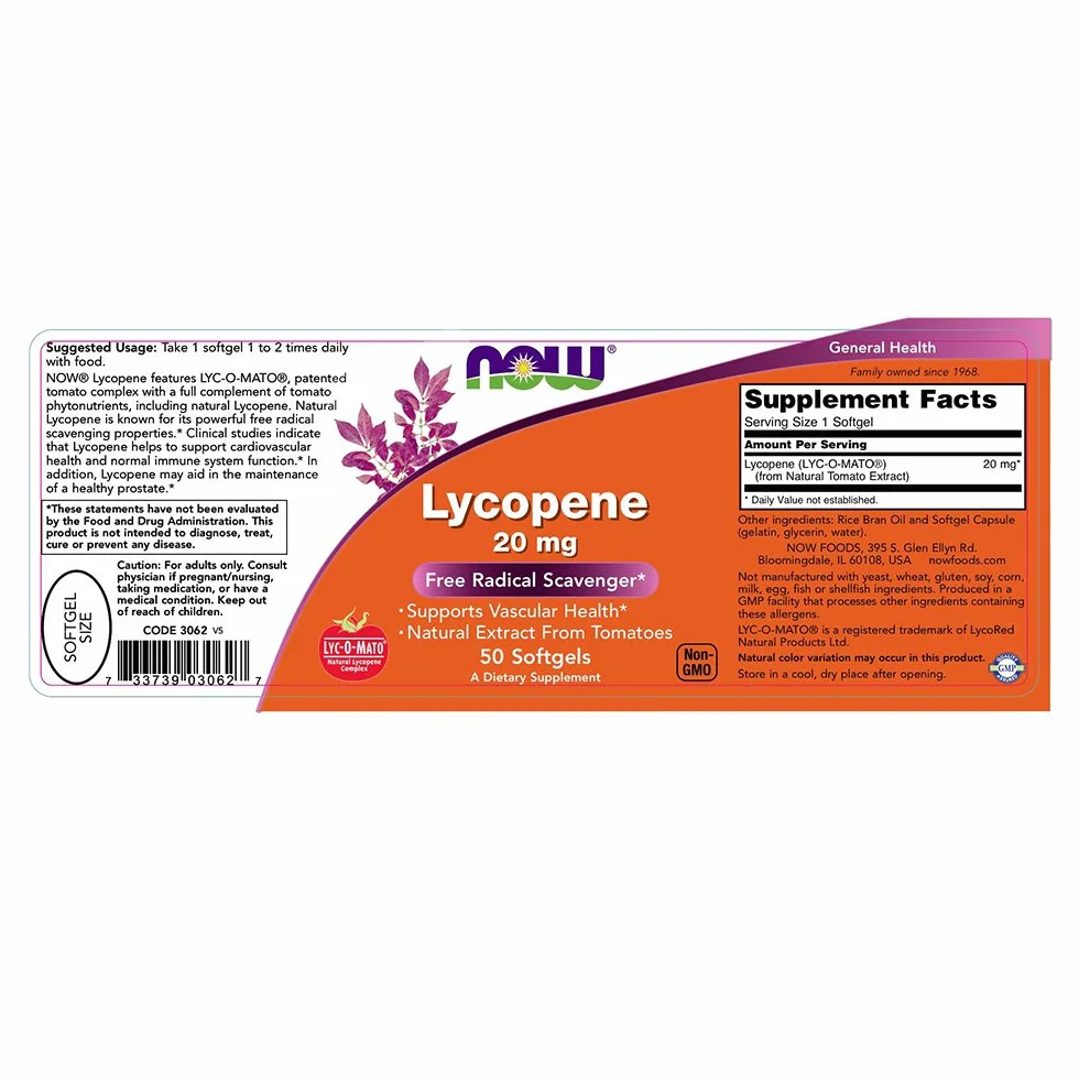 NOW Foods Lycopene 20 mg 50 softgel