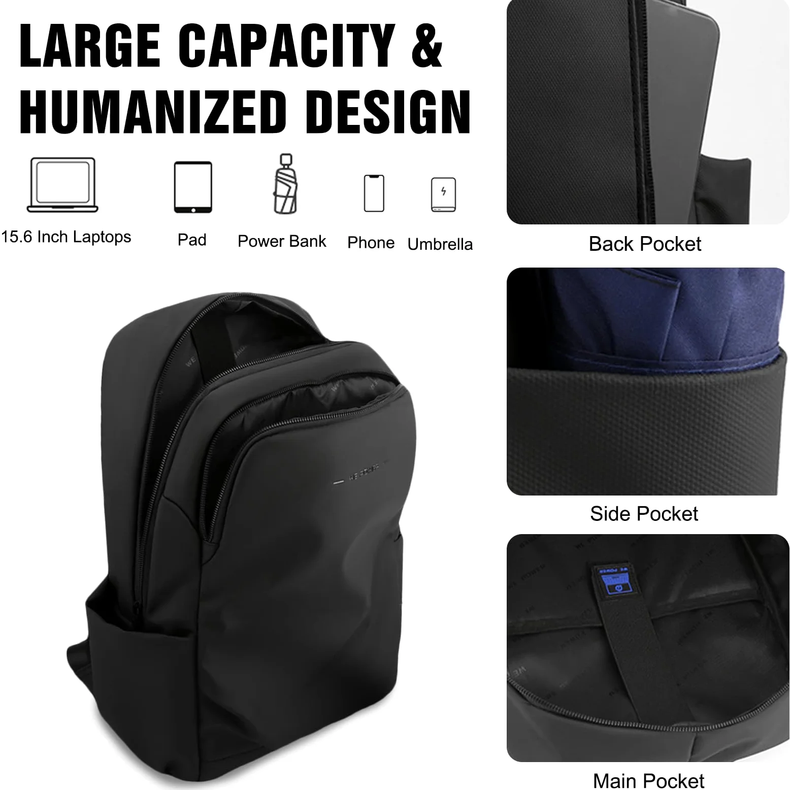 FANDARE Moda Zaino PC Portatili Uomo zaino professionale multiuso borsa a mano Scuola Impermeabile Borsa a tracolla Zaino da viaggio Zaino Laptop Zaino Lavoro Viaggio Zaini con foro per auricolari