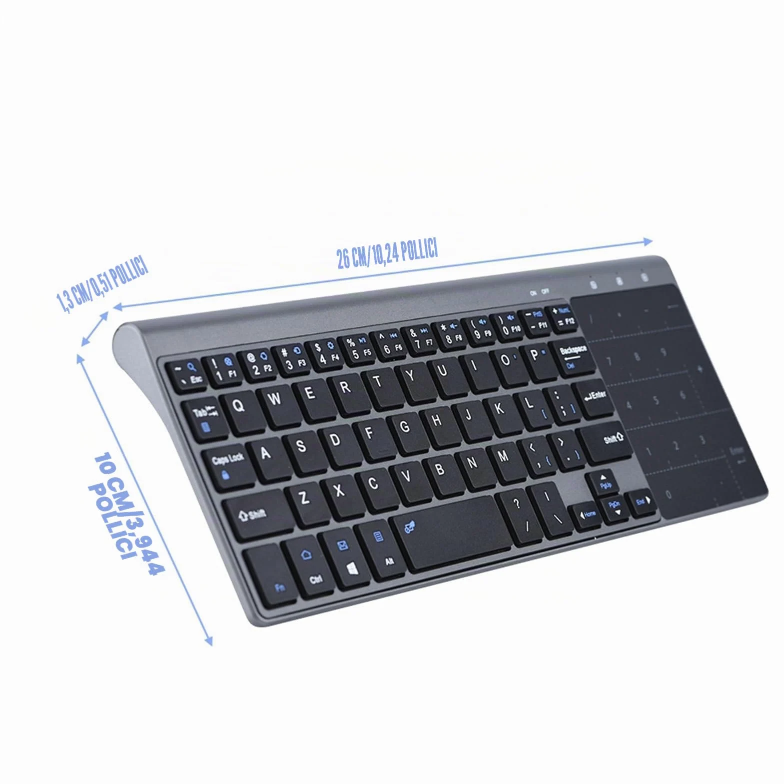 Zerone Mini Tastiera Wireless 2.4Ghz con Touchpad Tastierino Numerico Tastiera Portatile Ultrasottile Mouse Combo per PC Laptop Smart TV HTPC Android