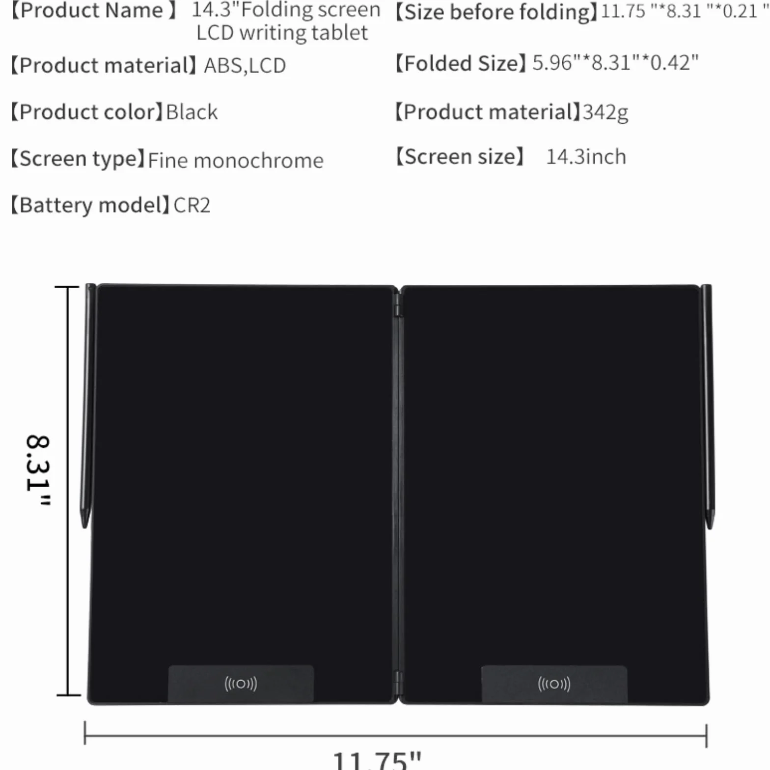 EMEBAY Tablet da scrittura LCD pieghevole 14,4", ultra sottile, per bambini e adulti