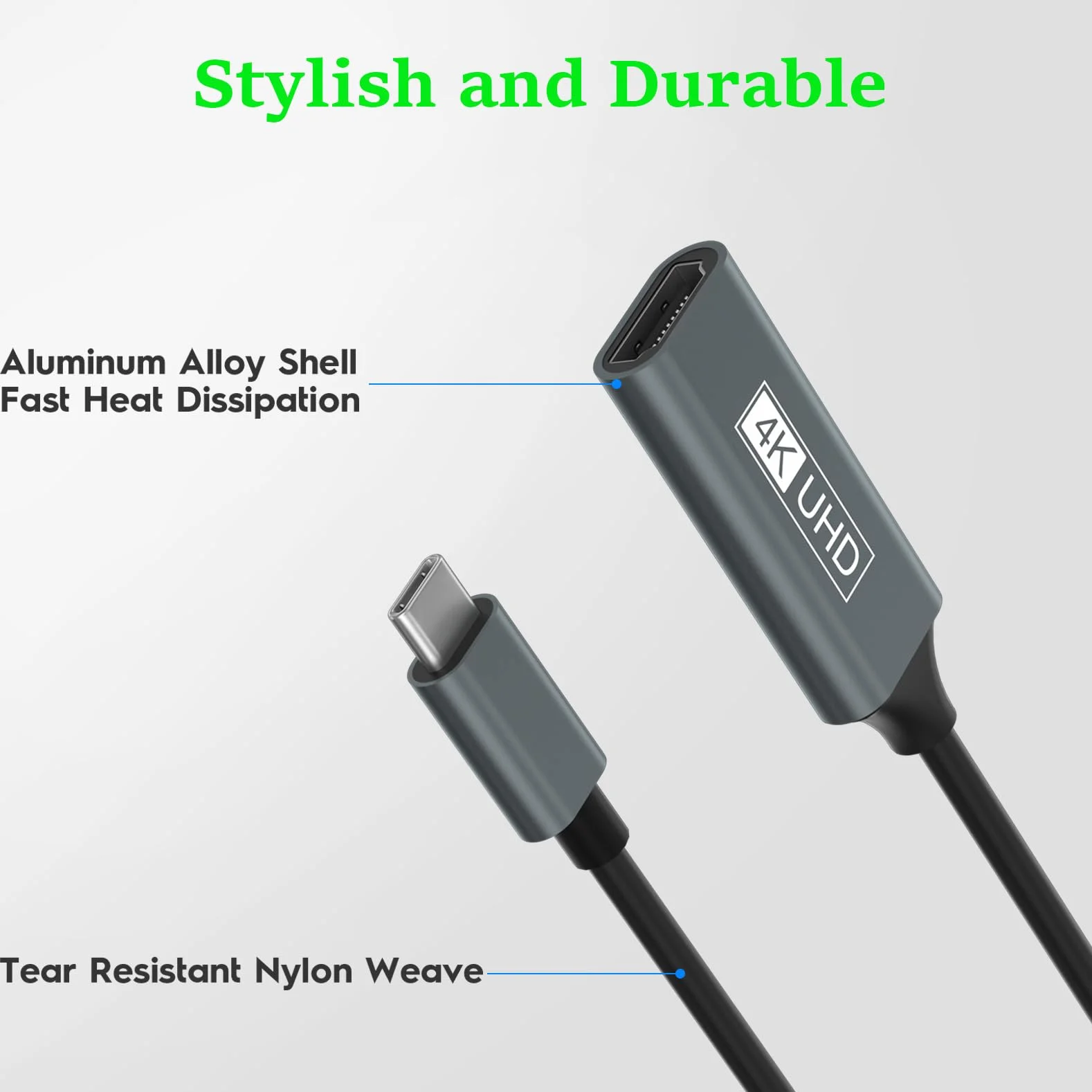 Adattatore USB C HDMI, Adattatore HDMI USB C 4K Thunderbolt 3/4 Compatibile con iPhone 17/16Pro/16Pro Max/16/15, MacBook Pro/Air, iPad Pro/Air, Pixelbook, Samsung Galaxy S/Note, Dell XPS, Surface Pro