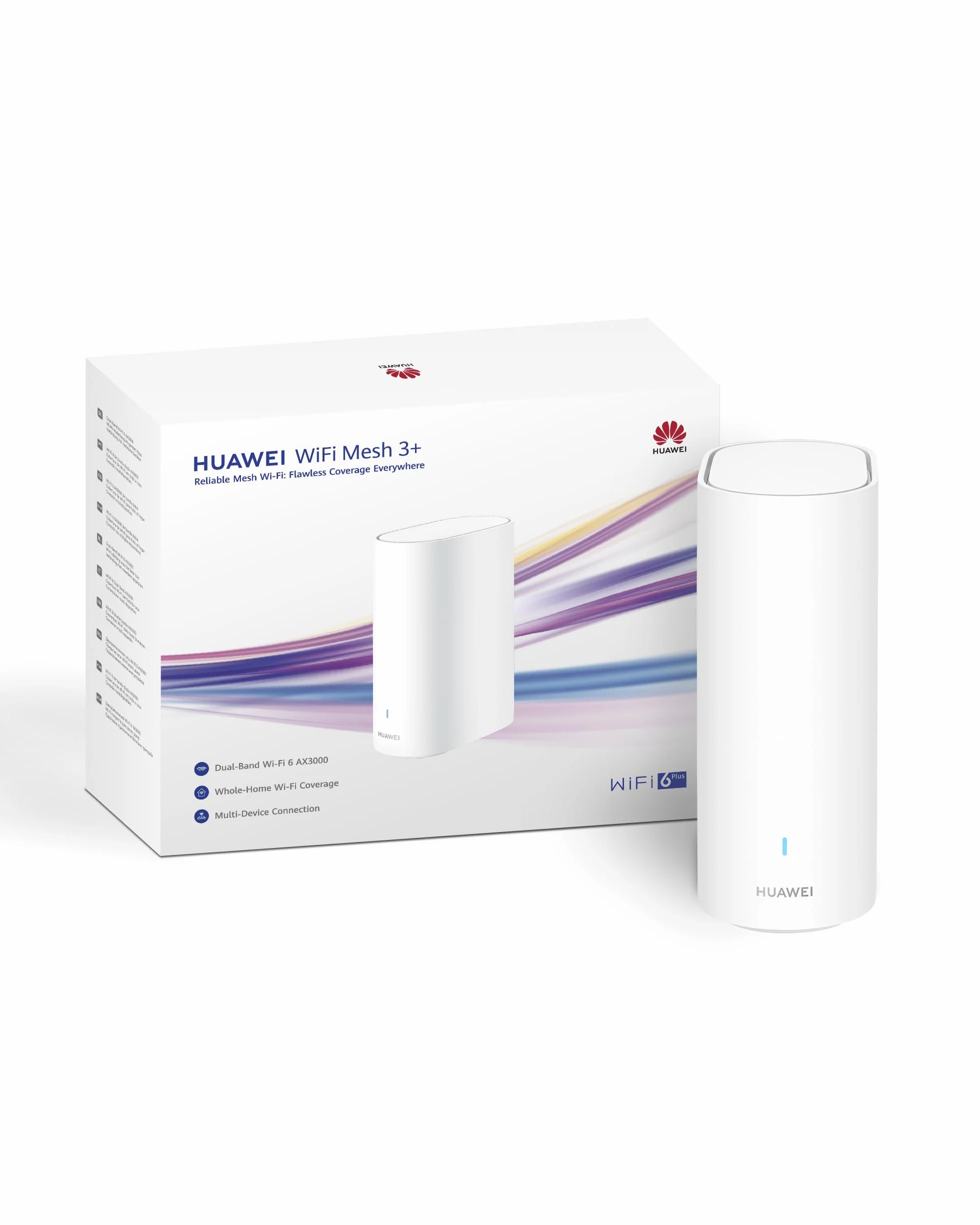 Router HUAWEI WiFi Mesh 3+, Wi-Fi 6 a doppia banda AX3000, Wi-Fi per tutta la casa, oltre 250 connessioni di dispositivi, roaming senza interruzioni, penetrazione delle pareti, controllo parentale