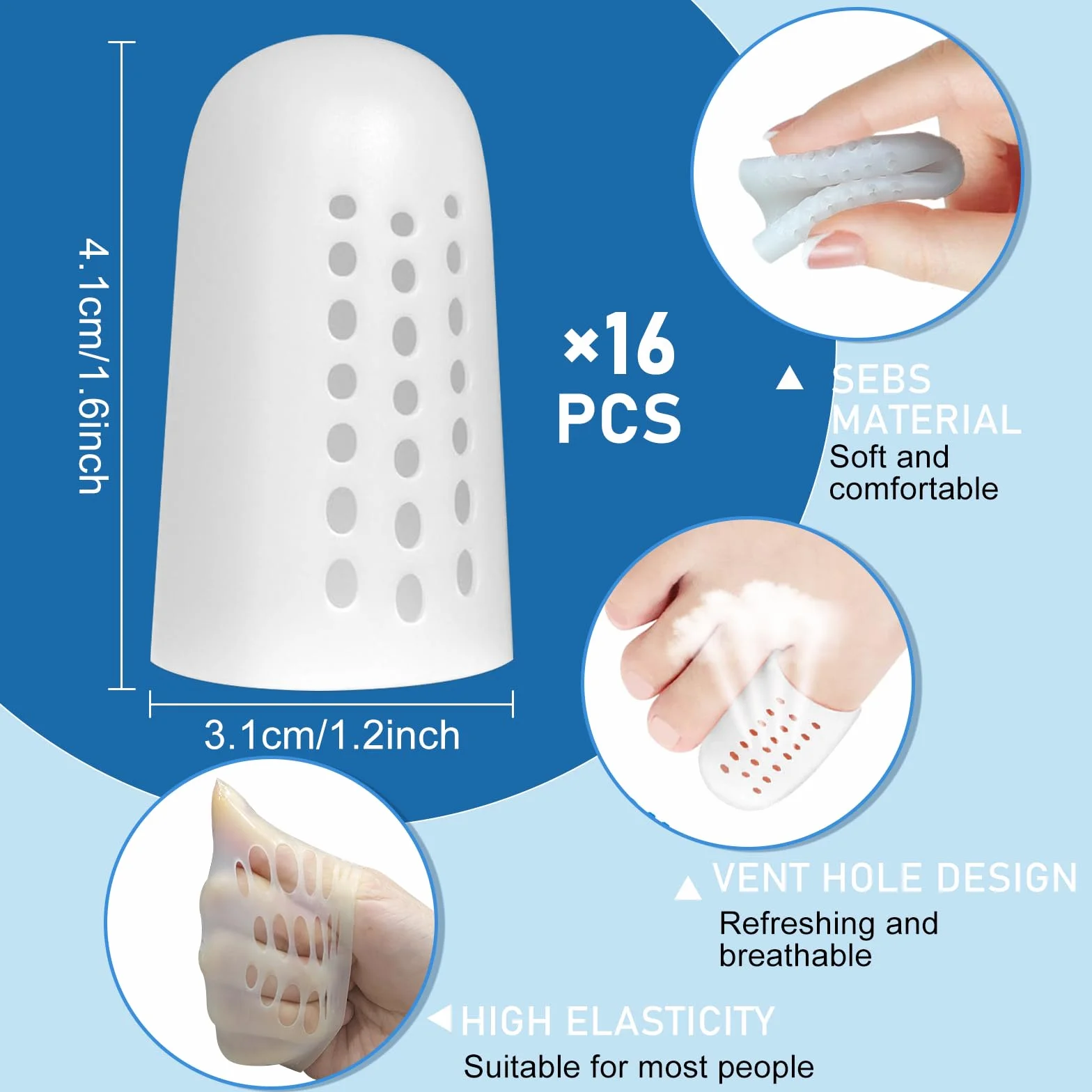 Protezione alluce in silicone traspirante anti-friction 16 pezzi