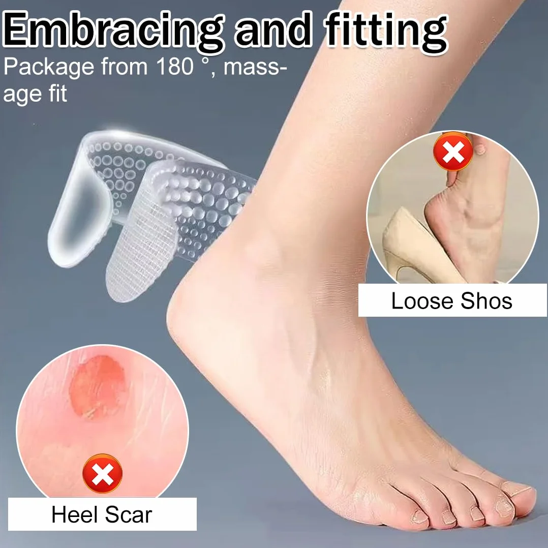 Proteggi Tallone per Scarpe in Silicone, Cuscinetti Autoadesivi, 4 Paia, Lavabili e Riutilizzabili