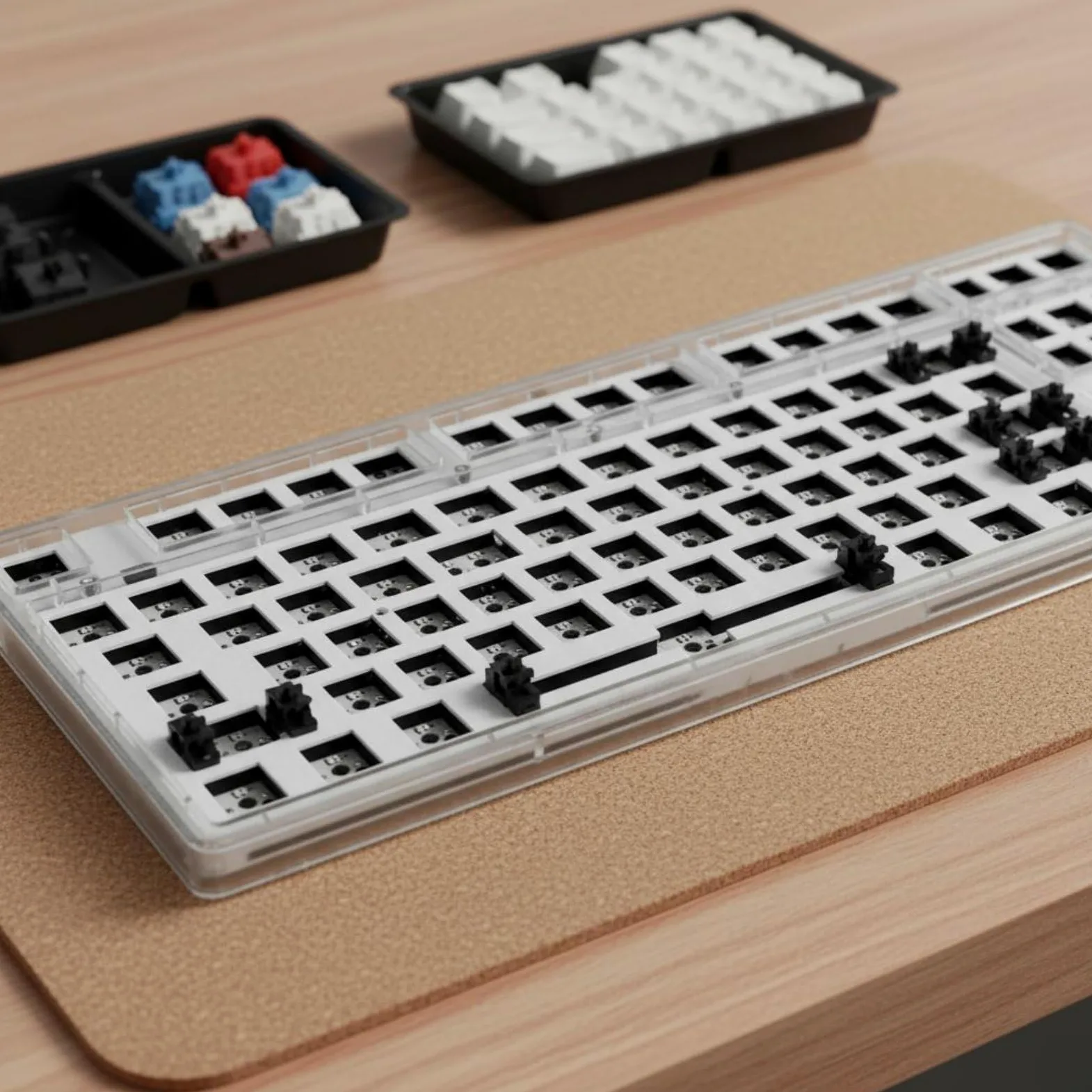 Tastiera Meccanica Personalizzabile TKL 87 Tasti Kit Tastiera Layout Senza Numerico Periferica PC Connettività 5.0 2.4G USB C Retroilluminazione RGB, White