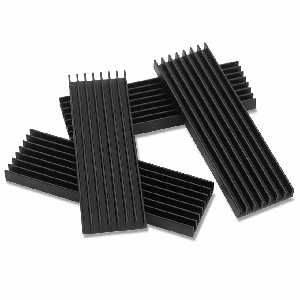 Akuoly Set di 4 dissipatori di Calore in Alluminio con Nastro termoadesivo Heatsink, 70 mm x 22 mm x 6 mm, Nero