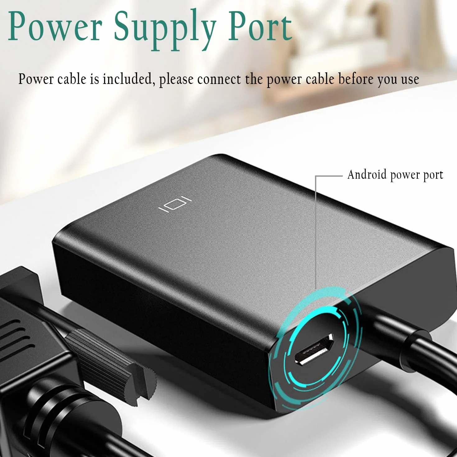 Adattatore da VGA a HDMI, Convertitore da VGA Maschio a HDMI Femmina con Cavo Audio da 3,5 mm e Cavo di Alimentazione Convertitore da VGA to HDMI per Monitor Proiettore TV