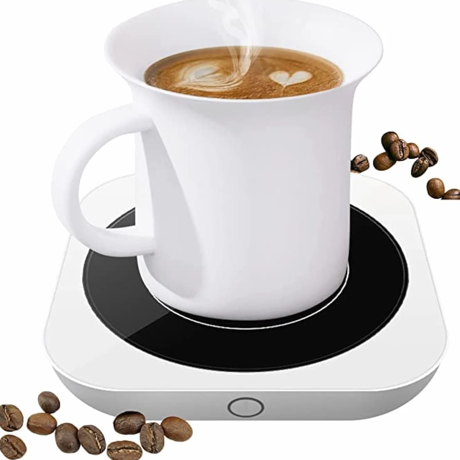 Scalda Tazza,Scalda Bevande Elettrico con la Regolazione di 3 livellidi Regolazione Della Temperatura (Up To 176°F/80℃), Piatto Scaldatazze per tè/acqua/latte, Bianco (Senza tazza)