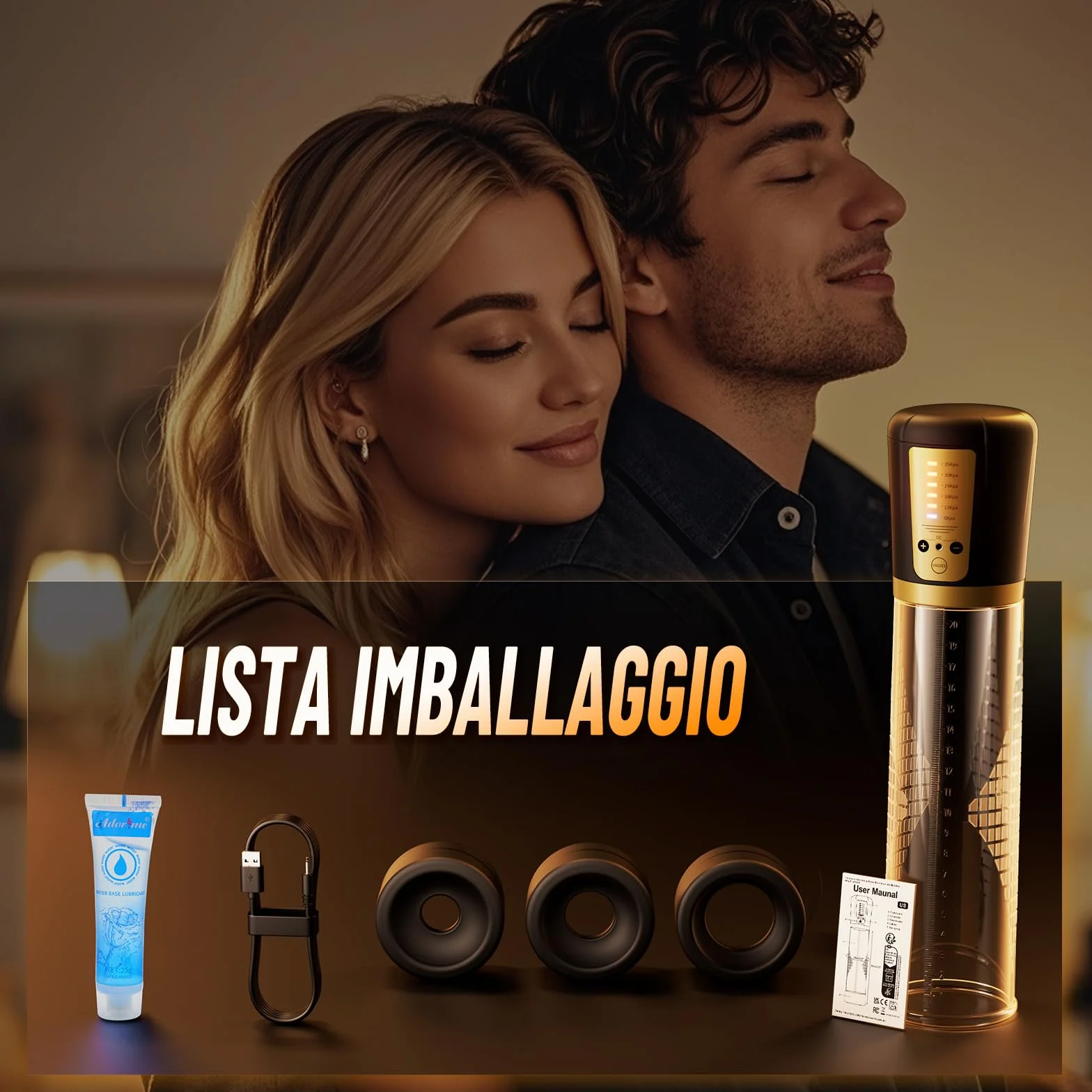 Pompa Pene Masturbatore Maschile con 5 Aspirazione Potente e 3 Manicotti in Silicone