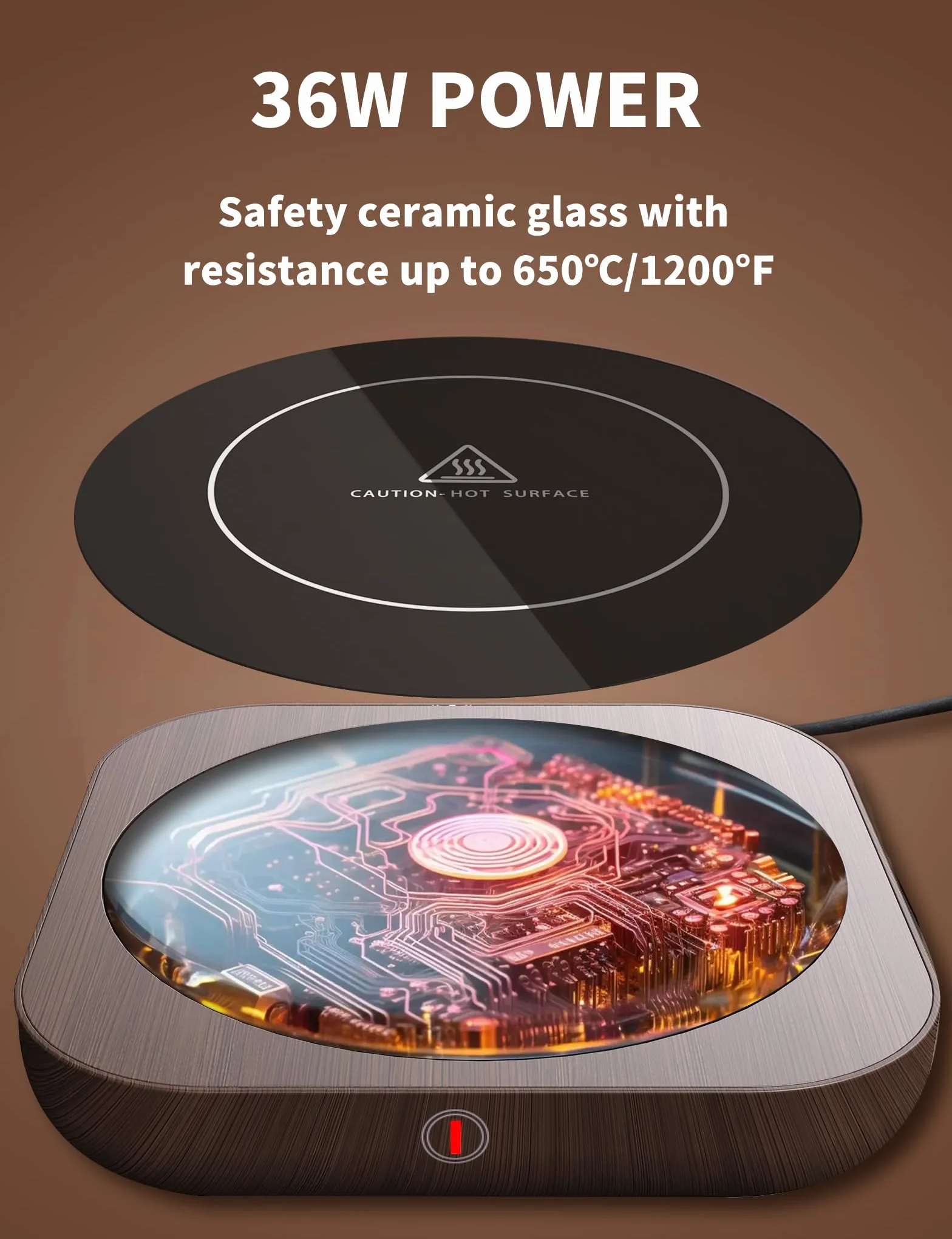 MQFORU Scaldatazze da Caffè Scaldabevande Elettrico con Tecnologia Touch a3 Temperature Regolabili (fino a 180 ℉/80 ℃), 4H Spegnimento Automatico Scaldatazze Scalda tè Regalo di Natale, DS1289