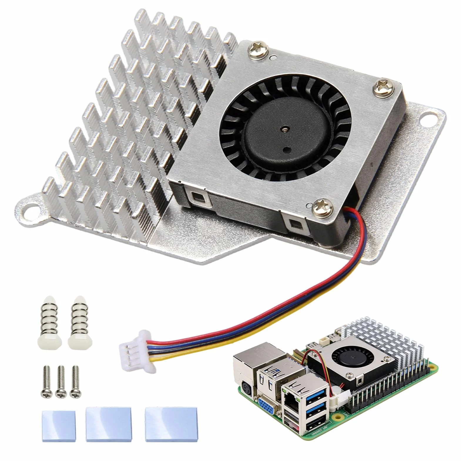 Dissipatore di calore attivo per Raspberry Pi 5, in alluminio con ventola controllata dalla temperatura, compatibile con RasPi 5 4 GB/8 GB, radiatore attivo ad alte prestazioni per dissipazione del