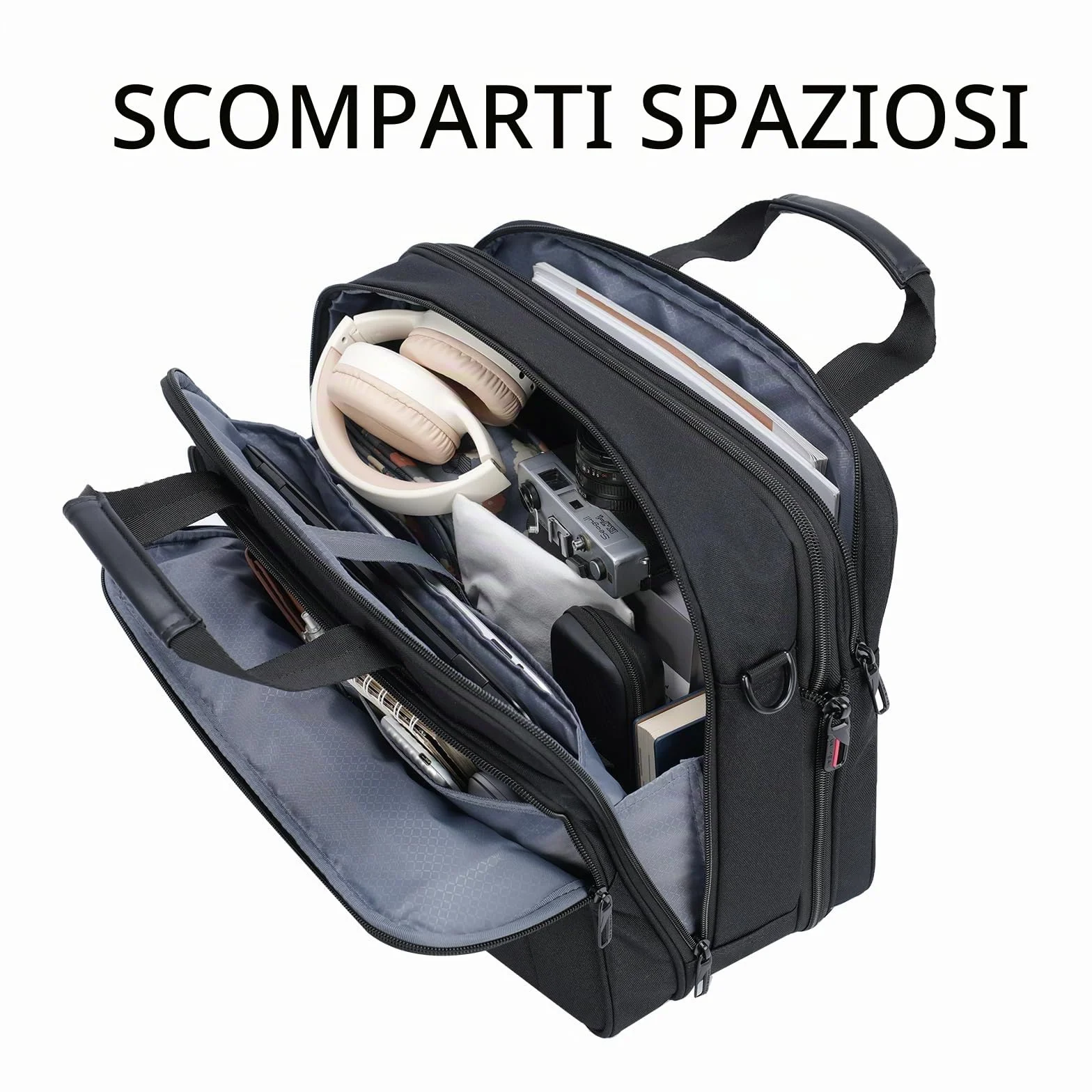 VANKEAN Valigetta per Laptop Borsa per Laptop Premium Adatta fino a 17,3 Pollici Borsa a Tracolla per Laptop Borsa a Tracolla Idrorepellente espandibile per Borsa per Computer per Affari/Scuola-Nero
