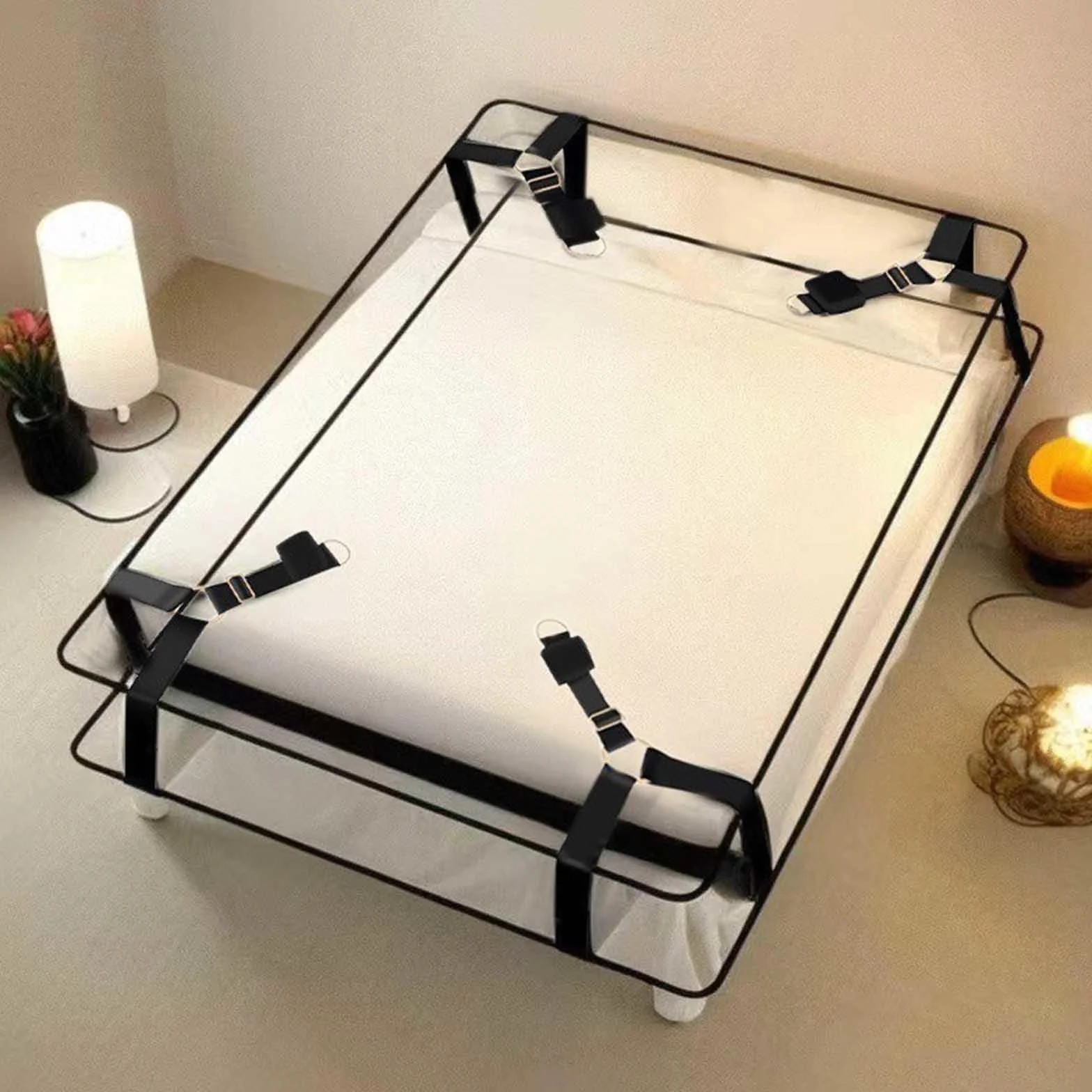 Manette BDSM Kit Bondage Set Coppia Letto Adulti Accessori Sessuali Morbide Nere
