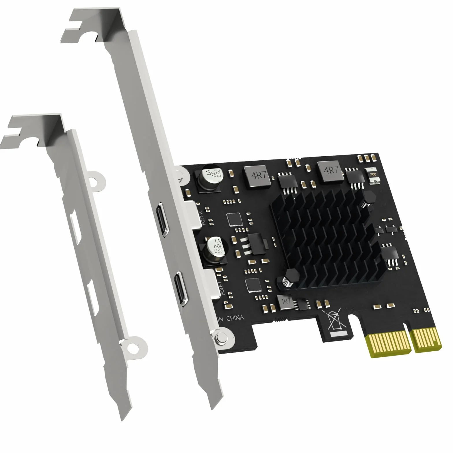 GLOTRENDS U3142X1 Scheda di espansione PCIe USB 10Gb 2 porte, 2 porte USB-C (USB 3.2 Gen 2), interfaccia PCIe X1, compatibile con Windows/Linux/macOS