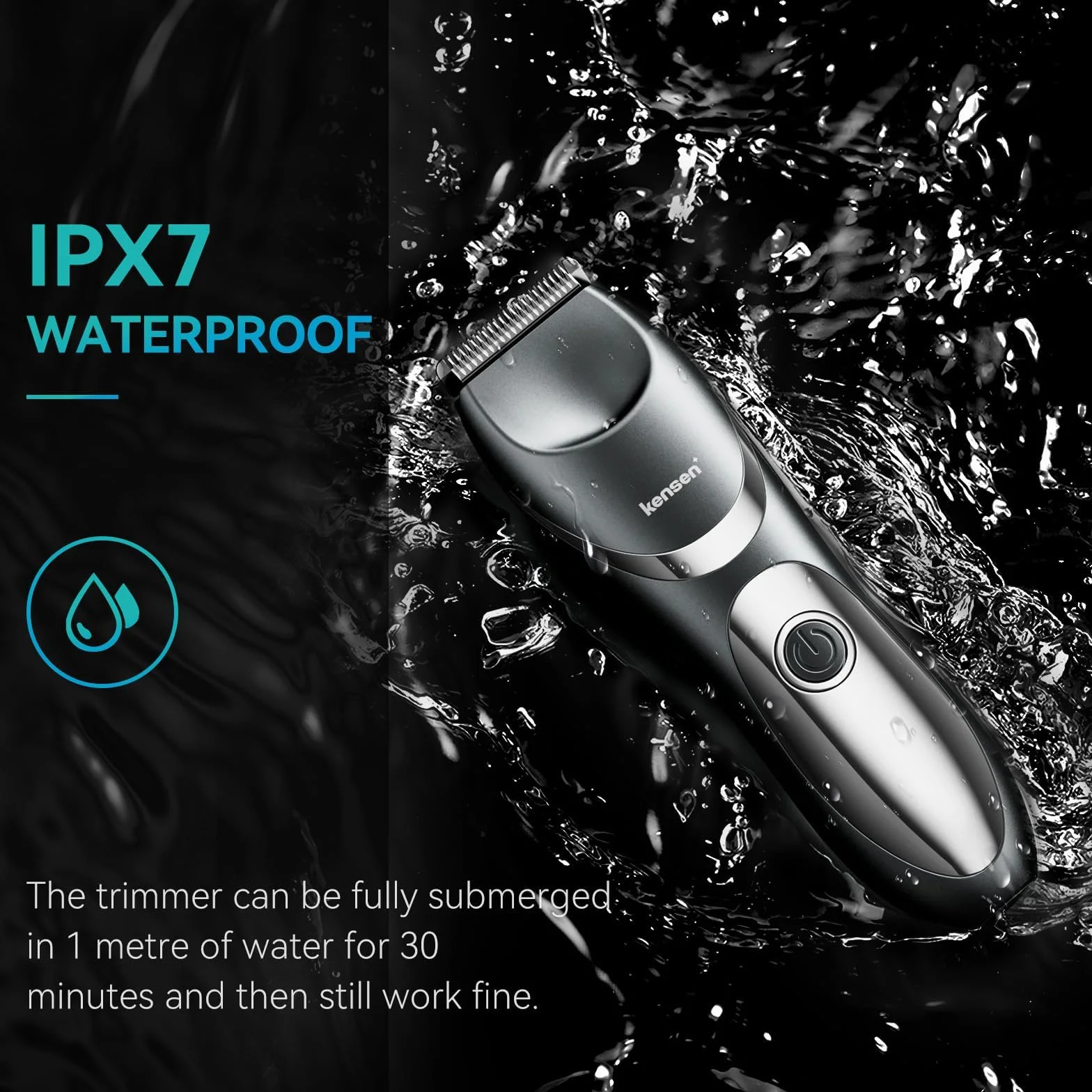 kensen Rasoio Elettrico Corpo Uomo IPX7 Impermeabile Wet & Dry con Pettine 3/6mm e Luce LED