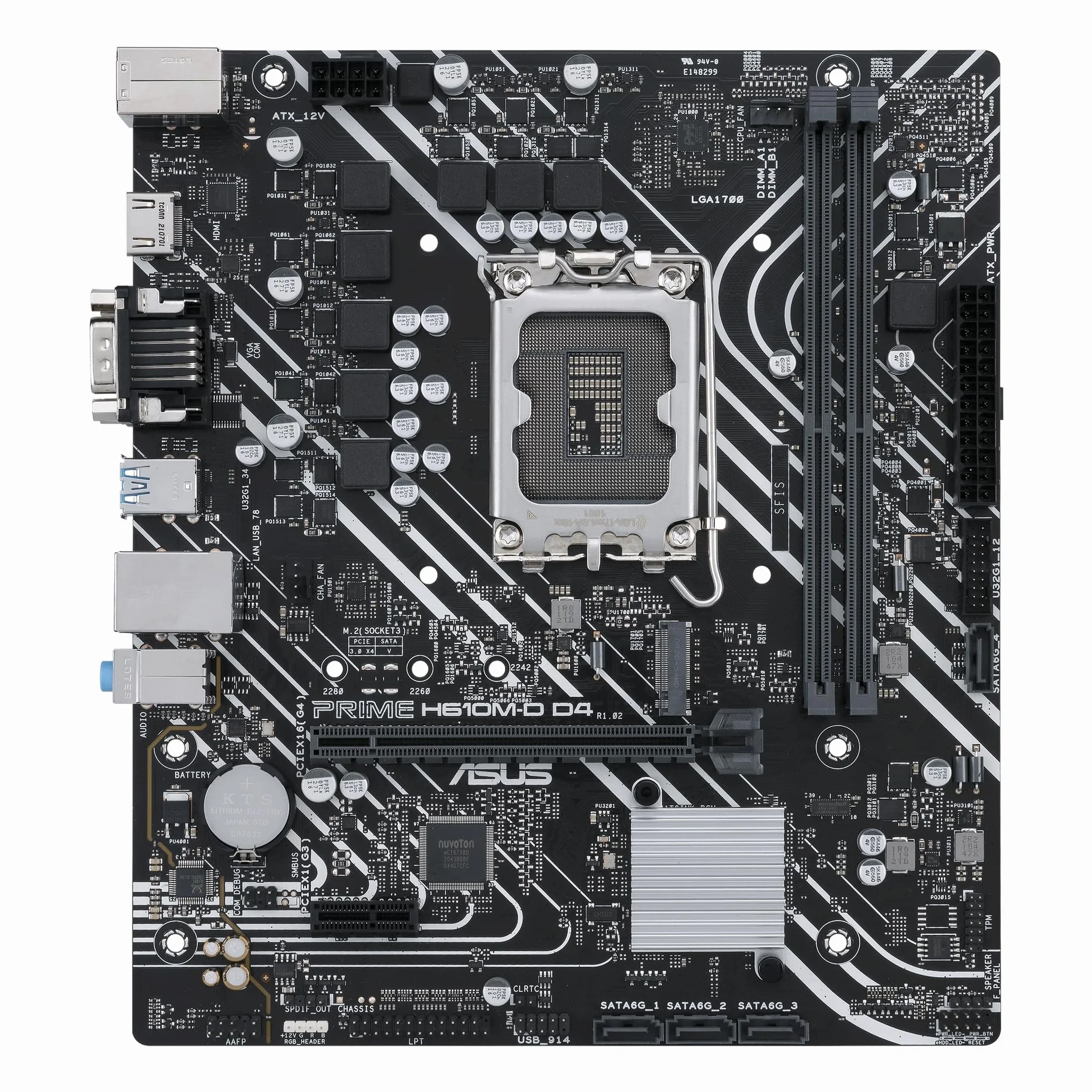 ASUS PRIME H610M-D D4 Scheda Madre mATX, Intel H610, LGA1700, DDR4, PCI 4.0, Realtek 1Gb Ethernet, Realtek 7.1 Surround, 1xM.2, 4xSATA 6GB/s, USB 3.2 Gen 1, Armoury Crate, Nero