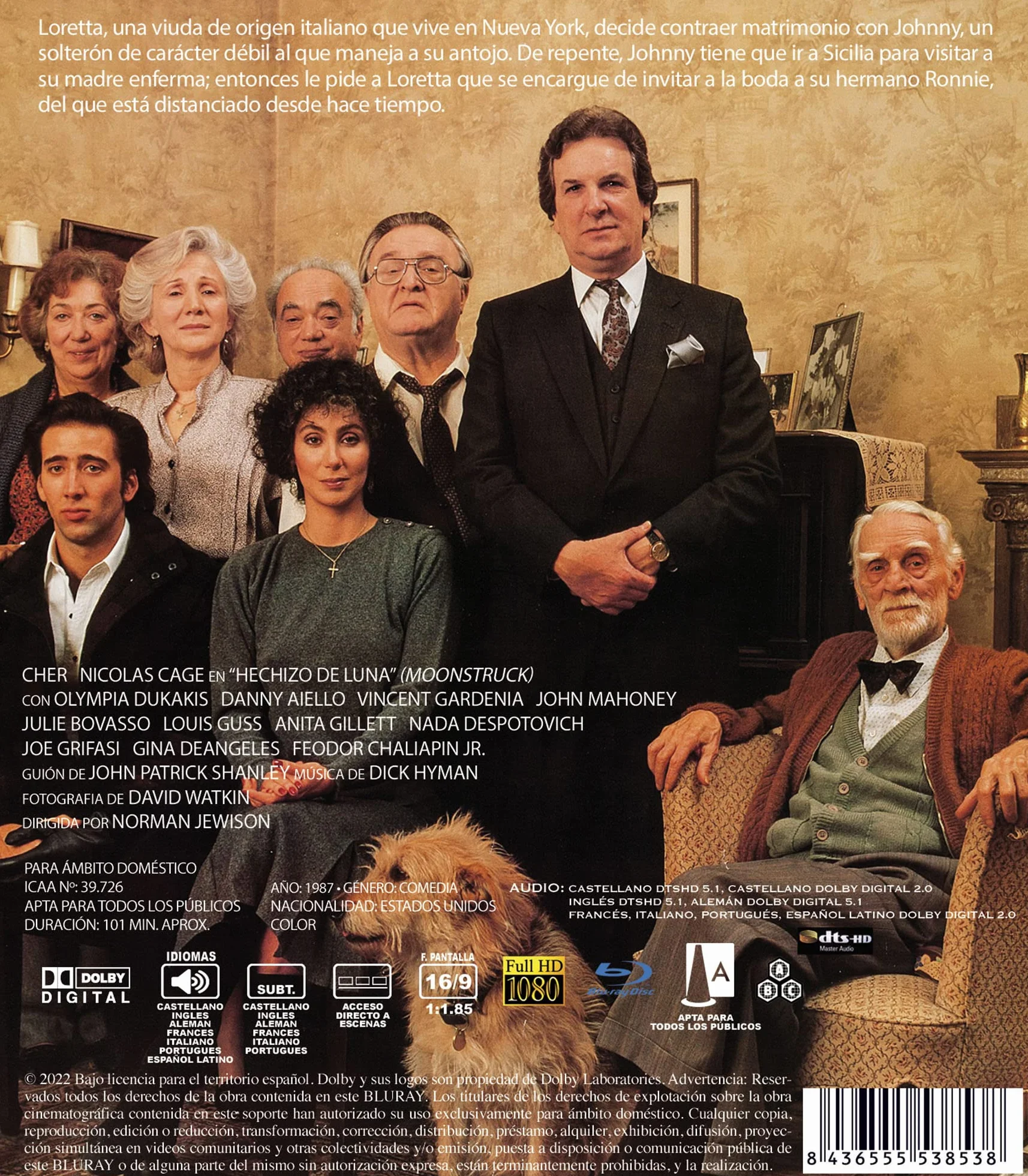 Moonstruck - Stregata dalla Luna 1987 Blu-Ray Import Spagnolo, Audio Italiano, Cher, Nicolas Cage