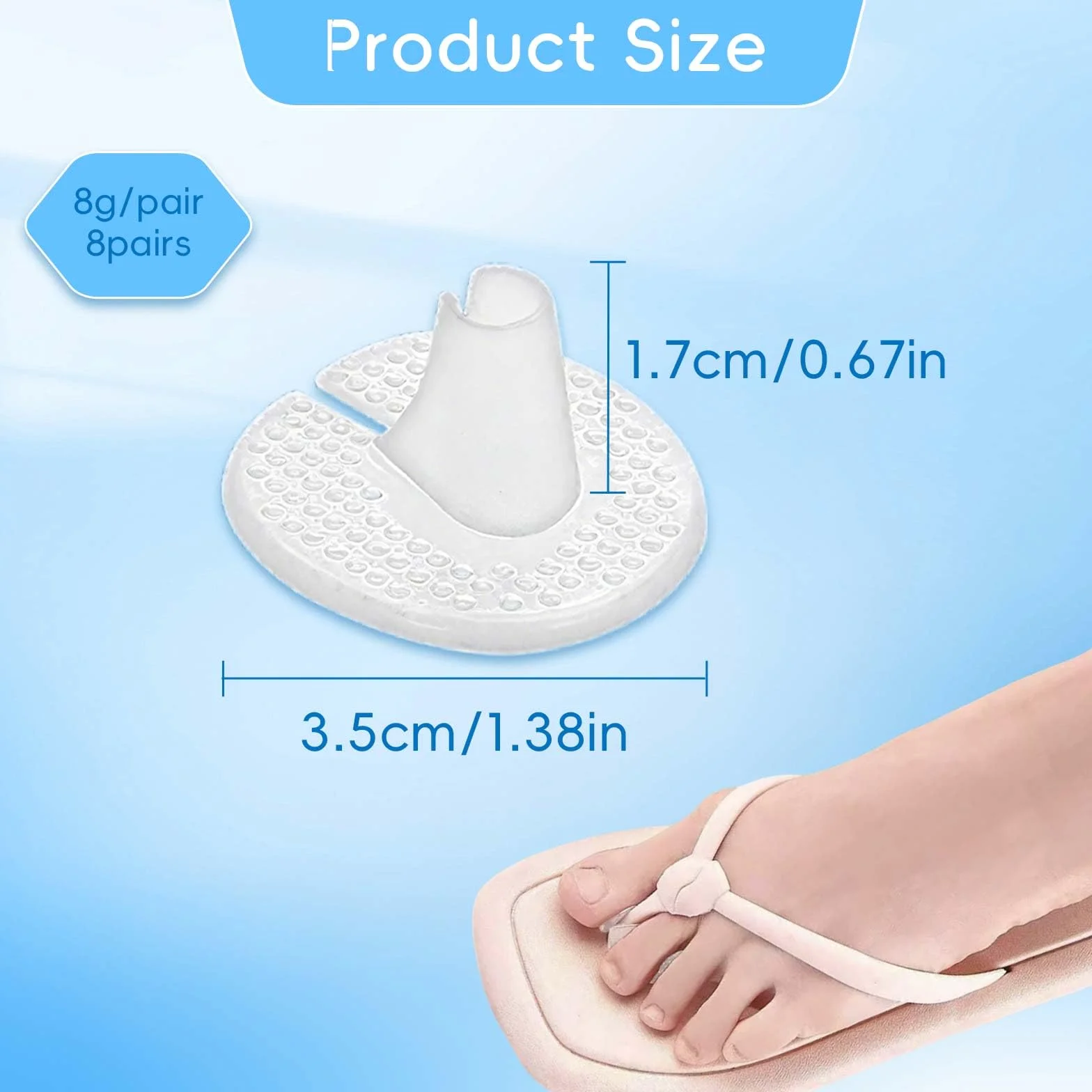 Protezioni Dita Piedi 8 Pezzi Cuscinetti Trasparenti PU 35mm Antiscivolo Antiattrito