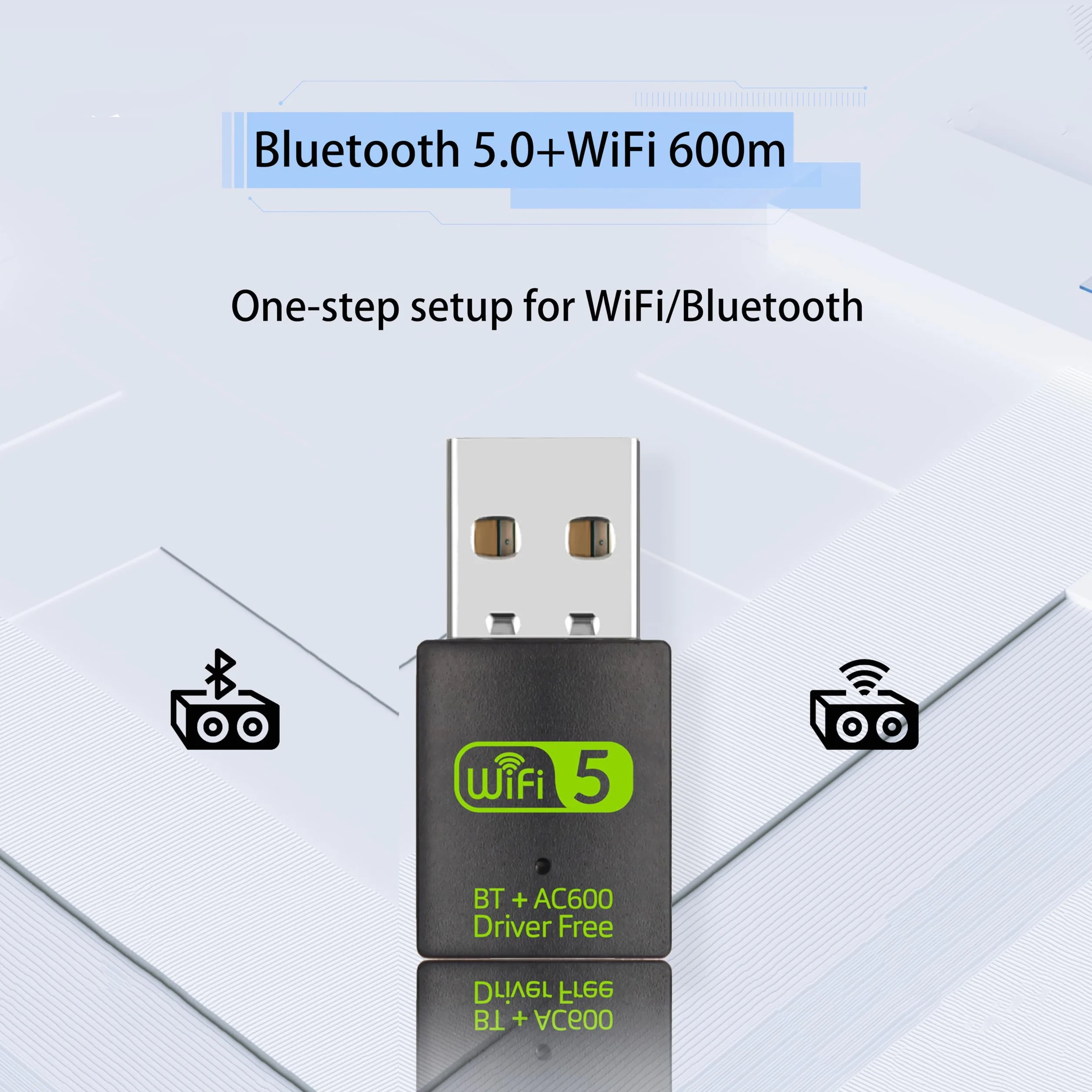 Usb Wifi Per Pc - Chiavetta Wifi Per Pc Fisso 2.4g/5g Hz ，Compatibile con Windows 7/8/10/11/XP，Bluetooth può connettersi contemporaneamente a sette dispositivi，Plug Play