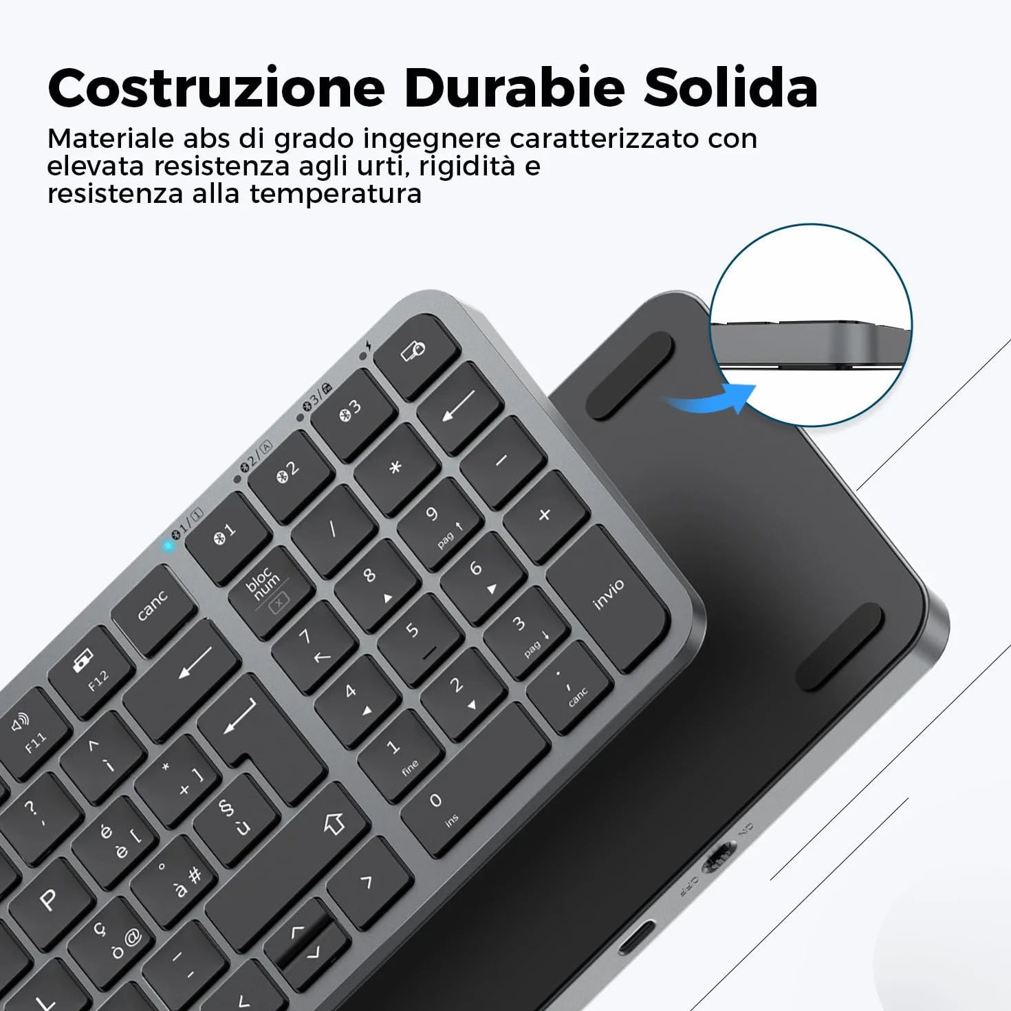 iClever Tastiera Bluetooth Wireless Ricaricabile Compatta Multi-Dispositivo USB-C Silenziosa Compatibile Mac iPad Tablet iMac Laptop
