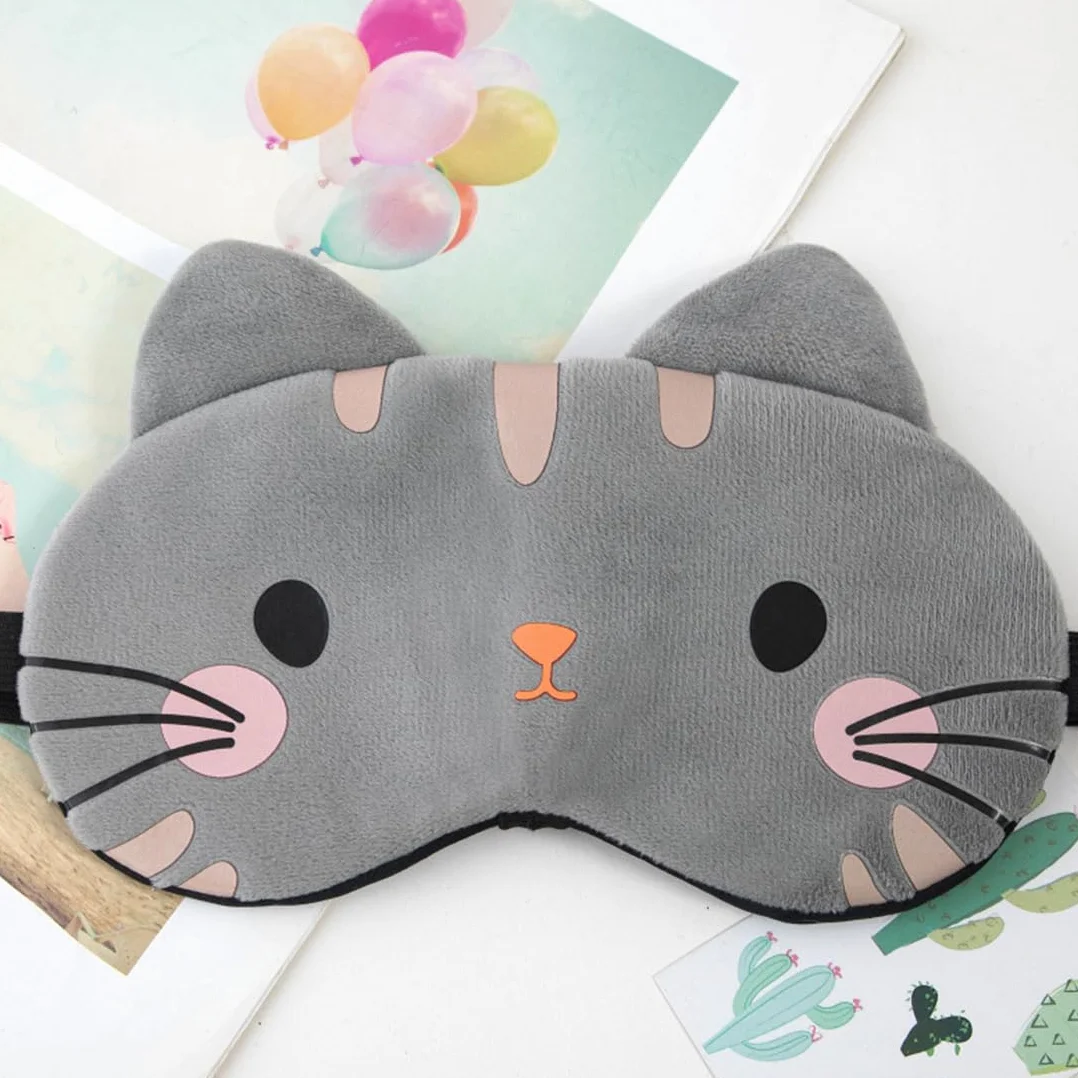 2 Pezzi Maschera per Dormire Animali Bambini Peluche Mascherina Occhi