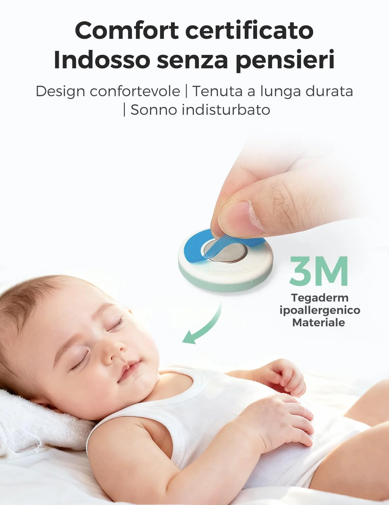 Momcozy Termometro Neonato, Termometro Digitale Indossabile con Alta Precisione, App Monitoraggio Temperatura in Tempo Reale, Cerotto Ipoallergenico 3M per Bambini
