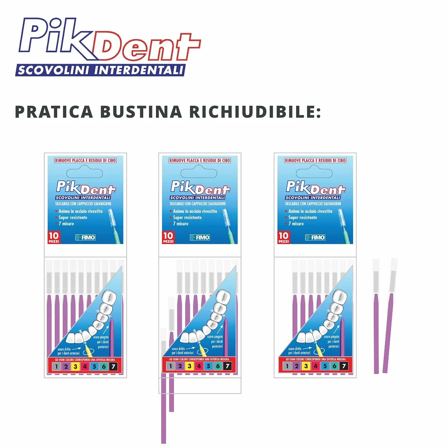 Pikdent Scovolini Interdentali Assortiti, 7 Unità, Colori Vari