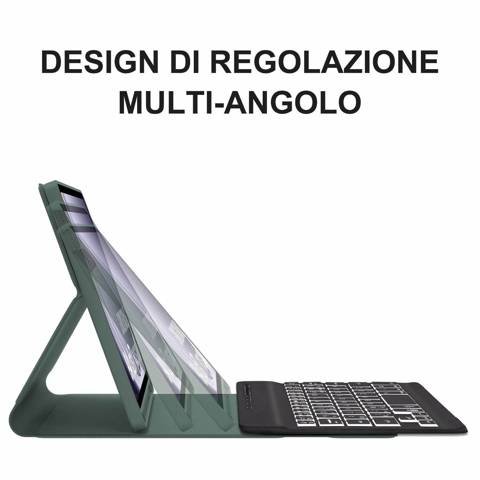 WINCHKING Cover Tastiera per Samsung Galaxy Tab A9 8.7", Italiano Bluetooth Rimovibile Retroilluminata Tastiera per Samsung Galaxy A9 Tablet 8.7 pollici 2023, Verde