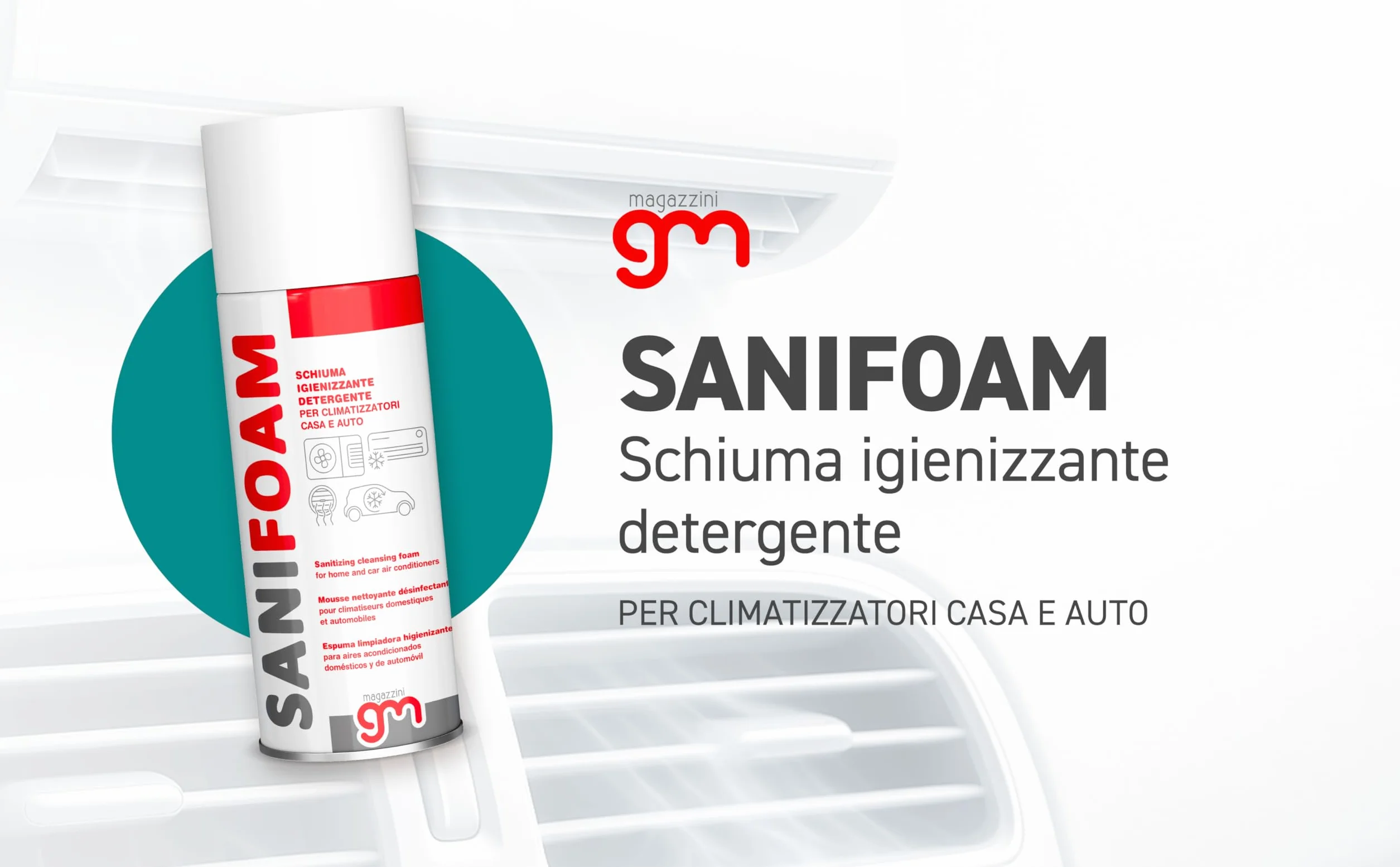 MagazziniGM SANIFOAM Detergente Igienizzante Schiumogeno per Climatizzatori 400ml