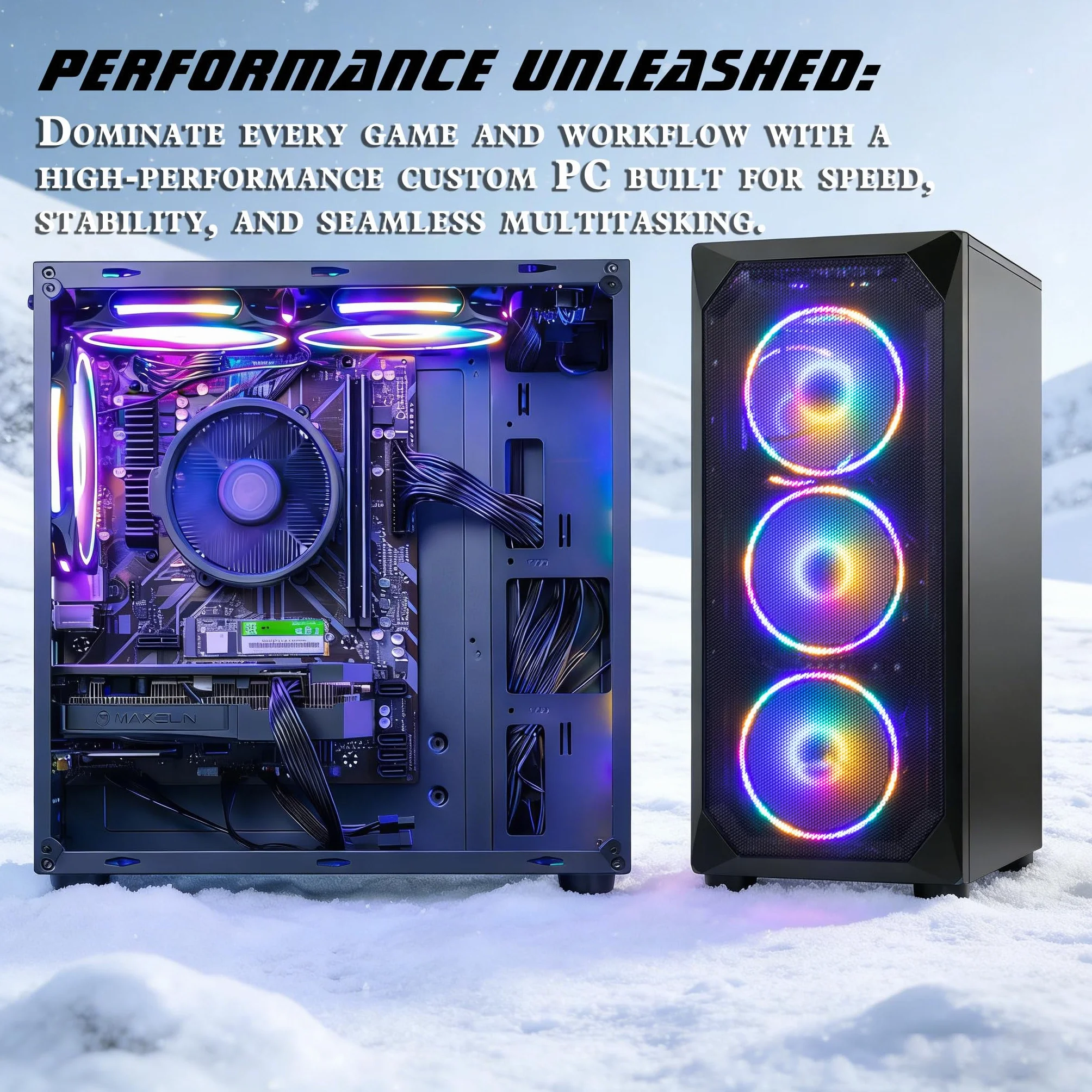 Gaming PC Ryzen 5 5500, GeForce RTX 4060, B450, 16GB(8GB*2) 3200MHz DDR4 RAM, 1TB NVMe SSD, P550W, 5 RGB Fans, WIFI, Potente PC per Gaming e Creazione