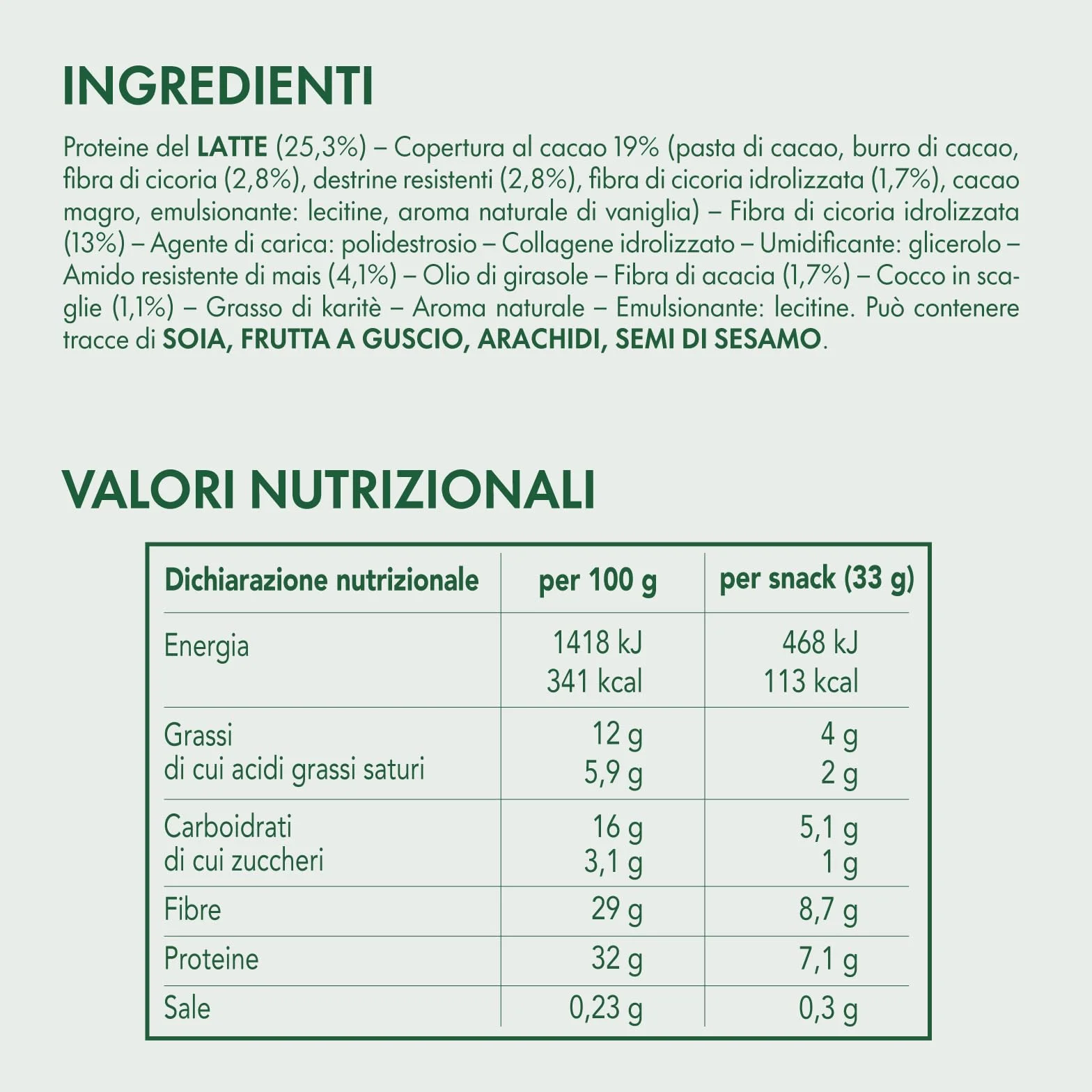 Enervit EnerZona Protein Snack Variety Pack 6x33g Barrette Assortite Cocco Noir White Peanuts Salty Caramel Pistacchio Nocciola