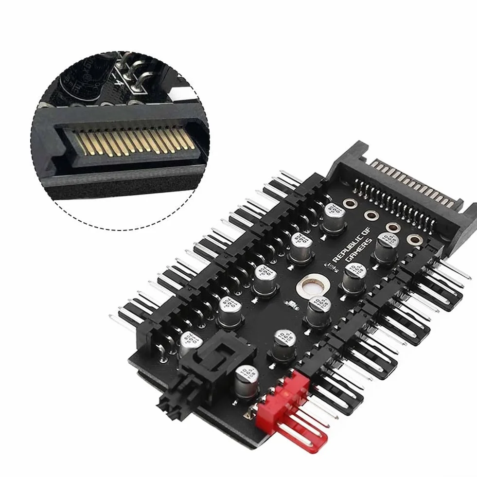 PWM Fan Hub 12V 4 pin 10 porte con alimentazione ausiliaria