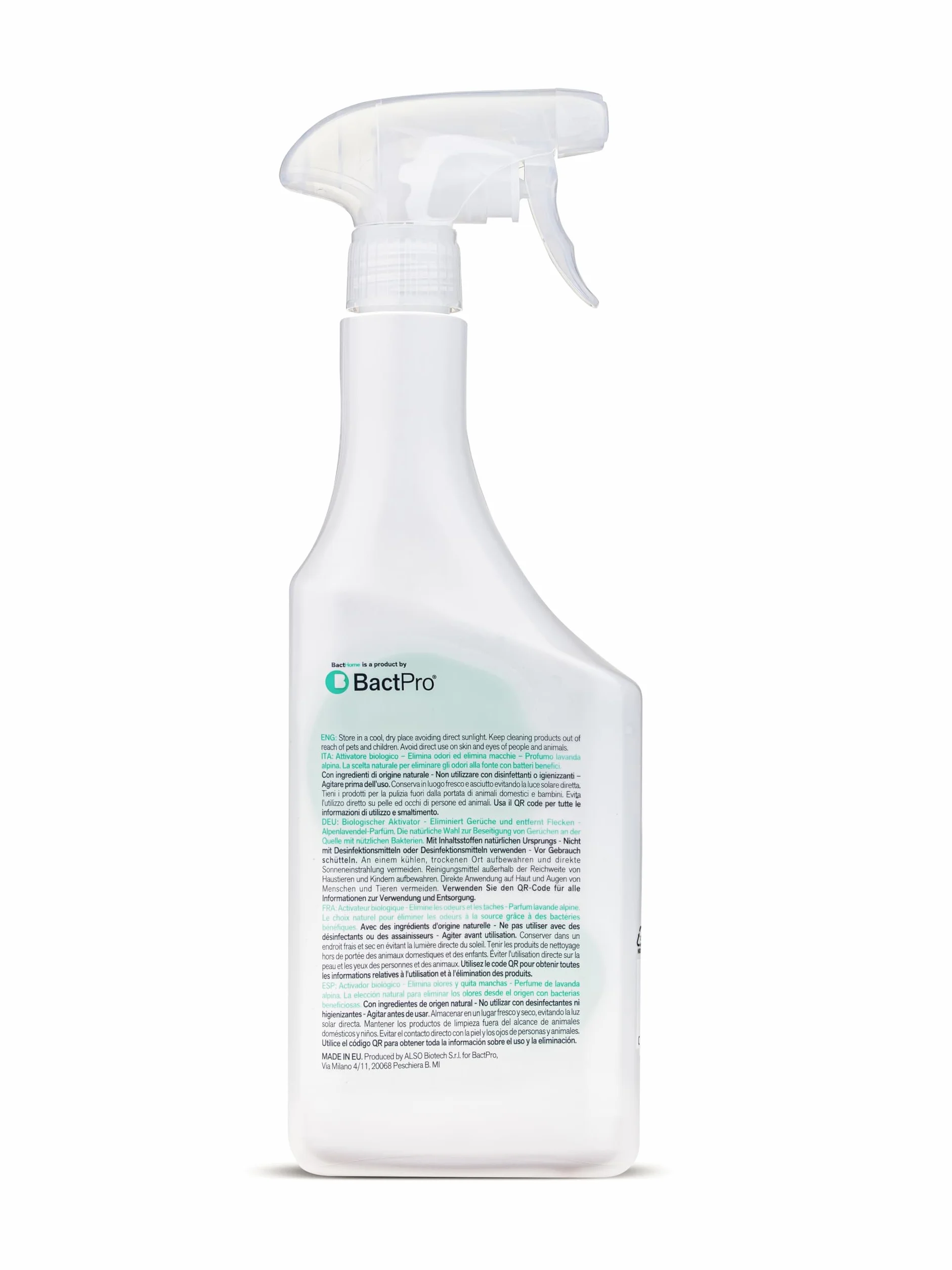 BactPro BactHome Elimina Odori Macchie Sudore Urina Attivatore Biologico Spray 700 ml