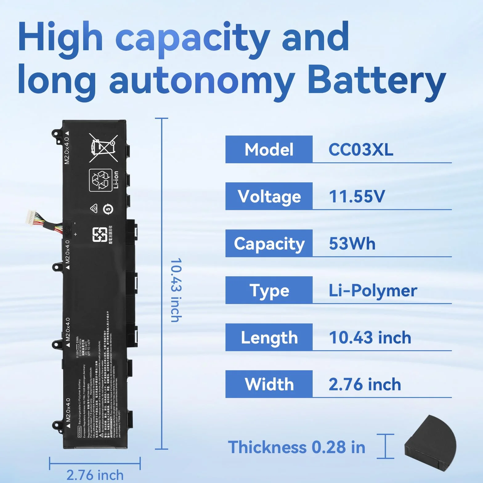 K KYUER 53Wh CC03XL CC03053XL-PL Batteria per HP EliteBook 830 835 840 845 Probook 635 Aero ZBook Firefly 14 G7 G8 Mobile Workstation MT32 MT46 Thin Client L77608-421 L77608-1C2 HSTNN-IB9F L78555-005